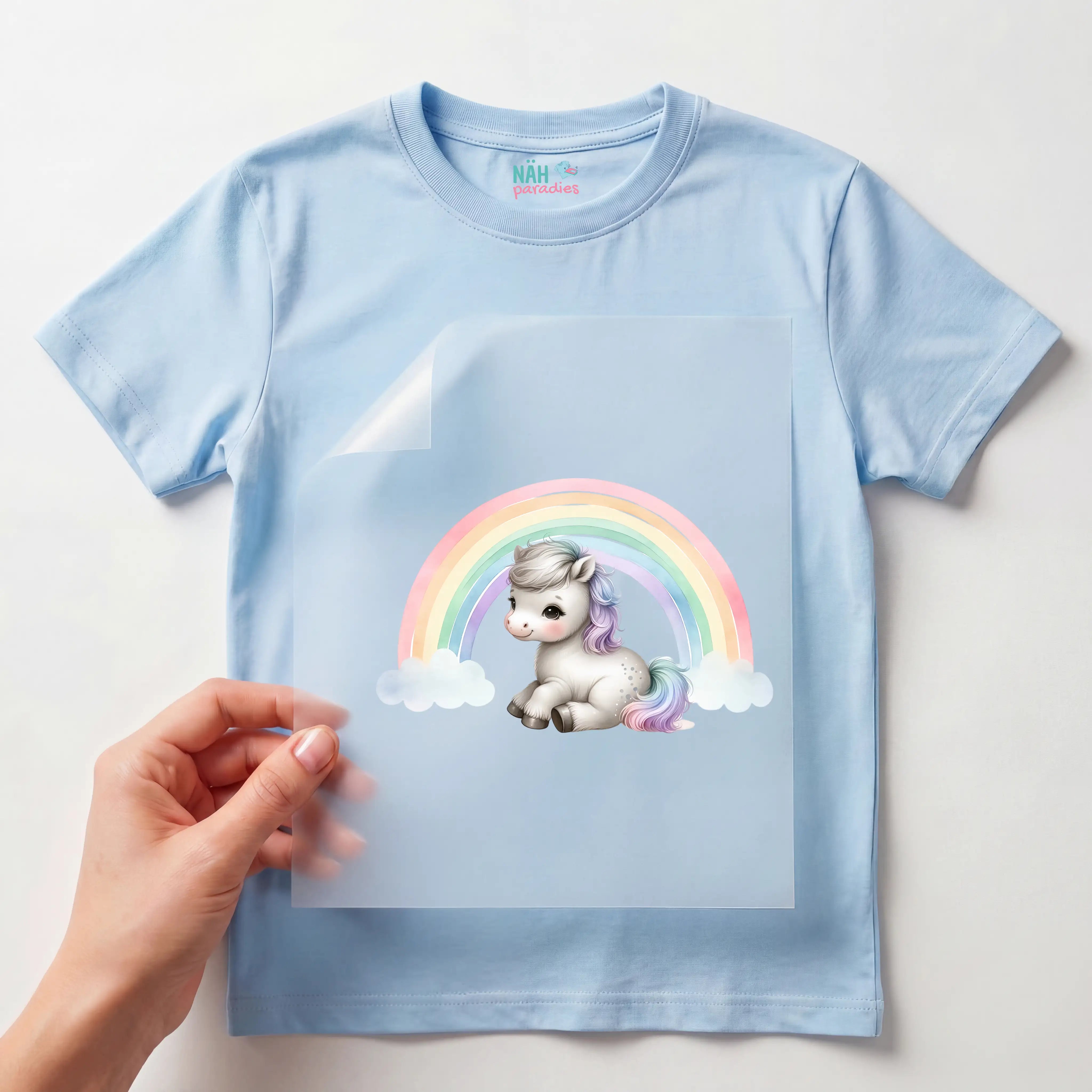 Bügelbild Regenbogenpony Glücksbringer