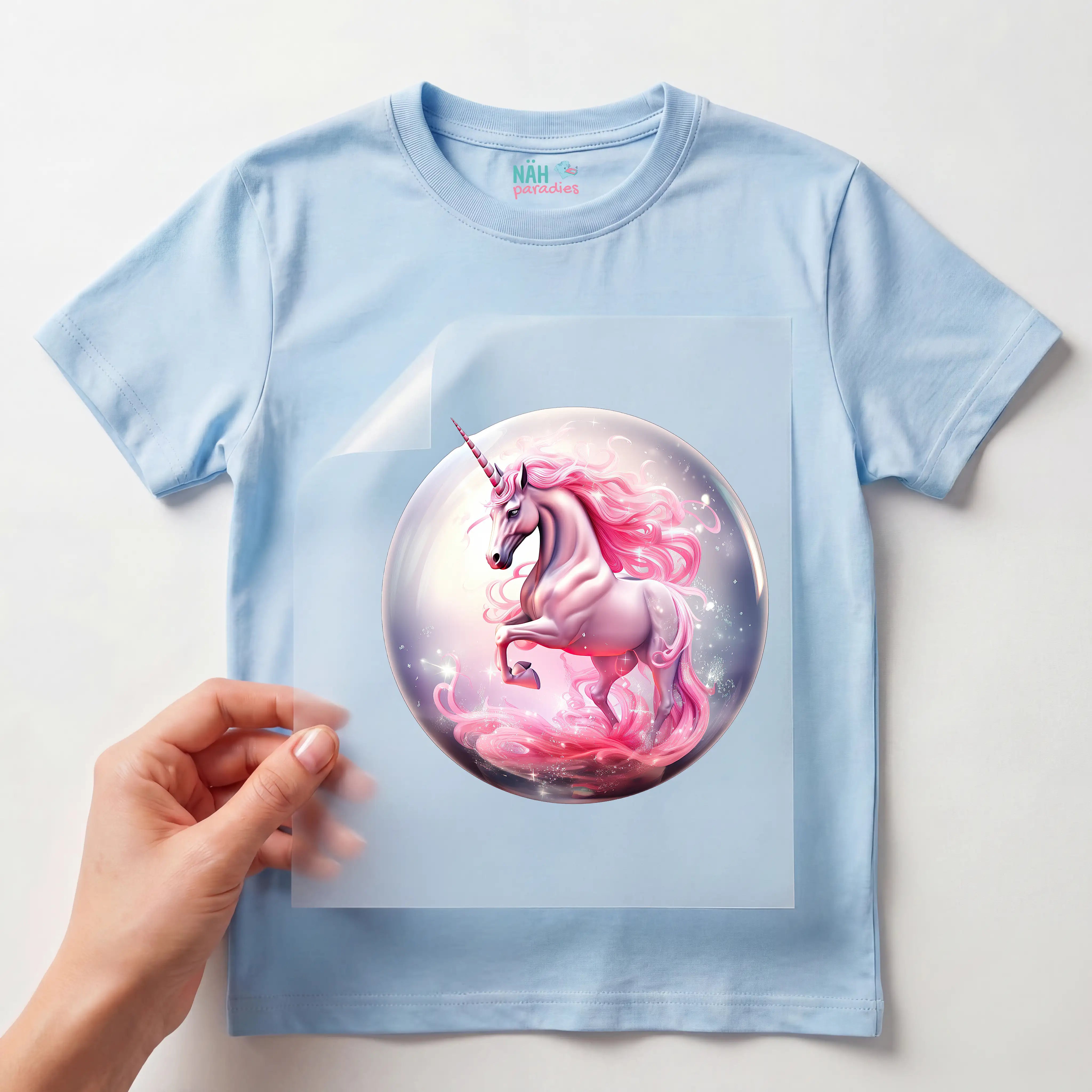 Bügelbild Einhorn Glasskugel