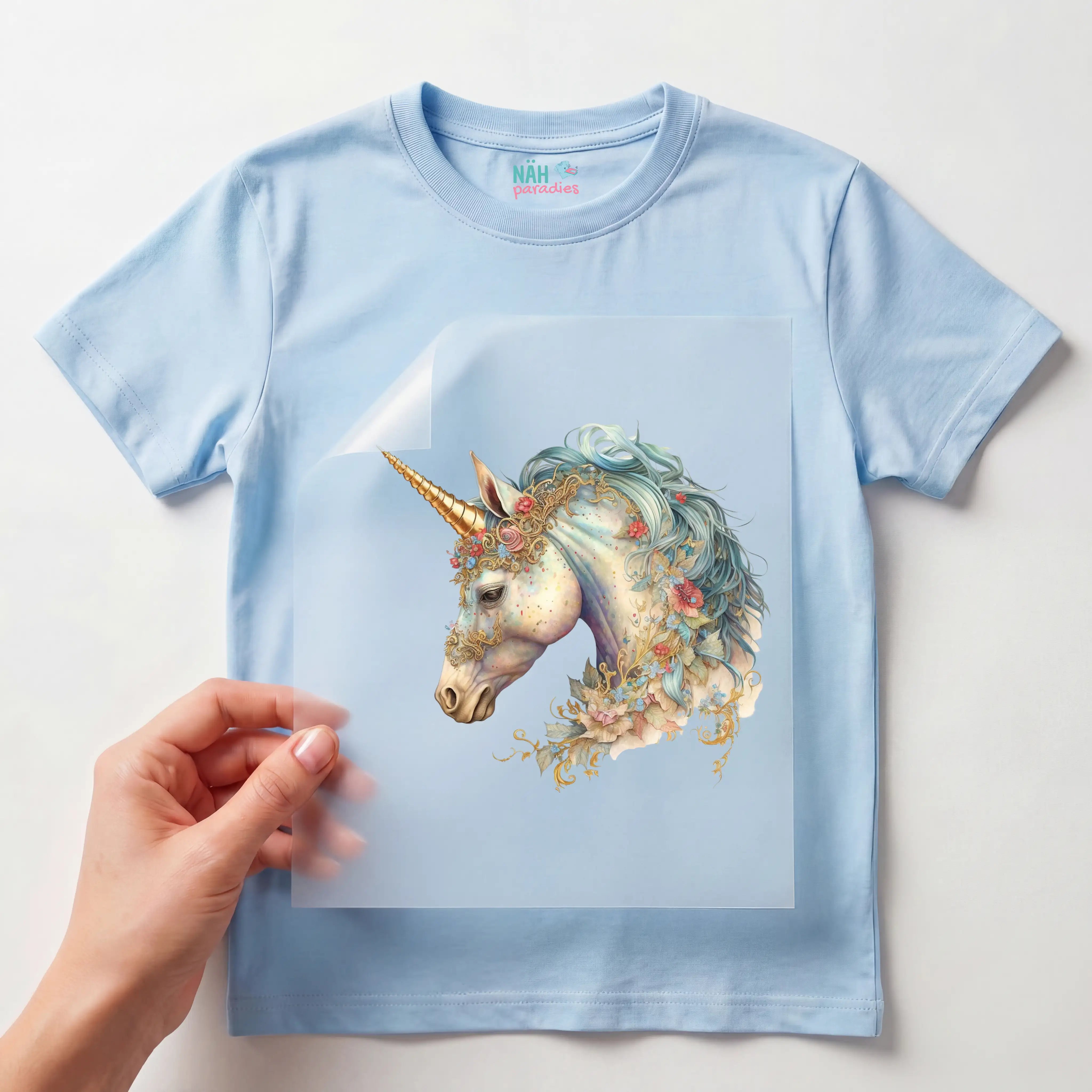 Bügelbild Einhorn Goldenglanz
