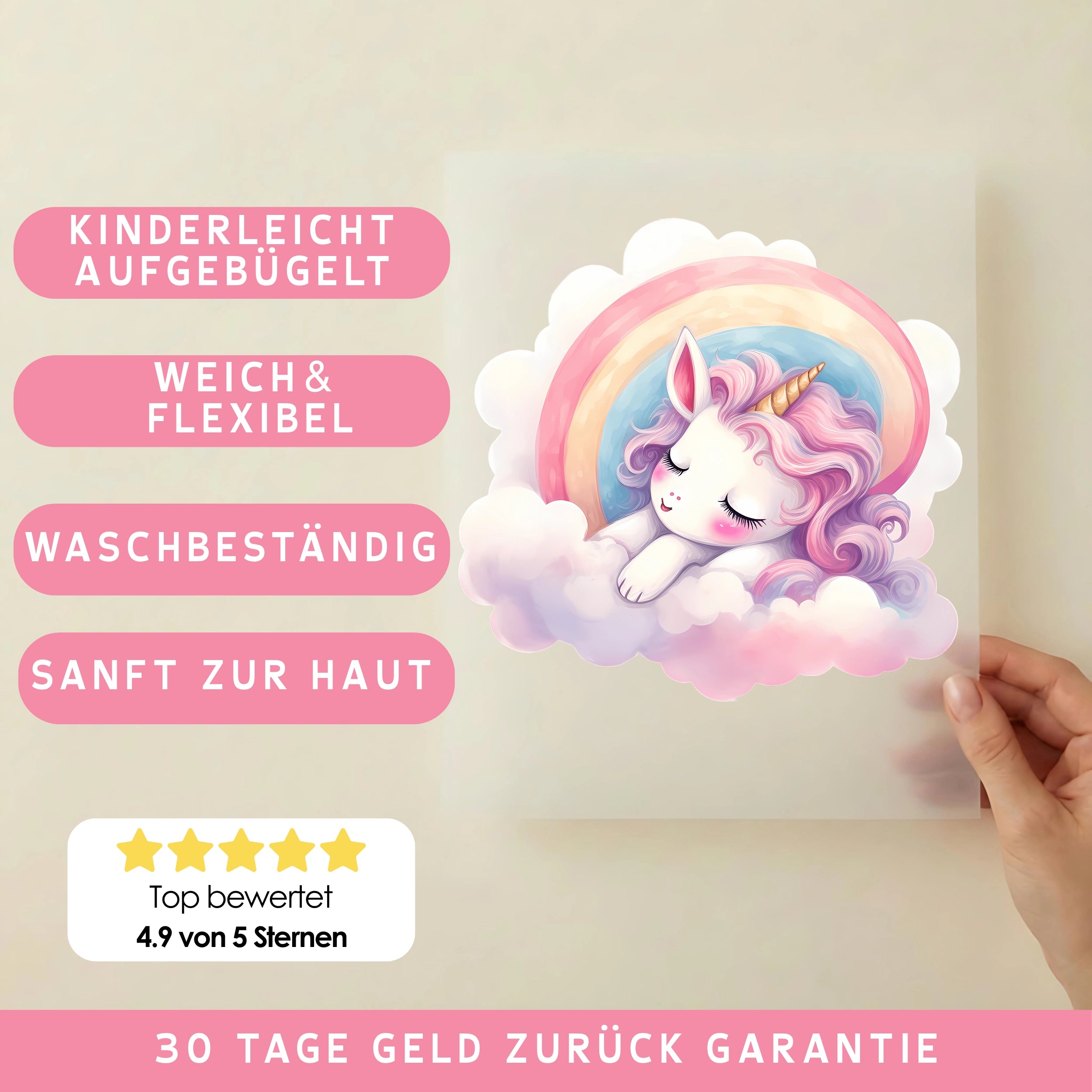 Bügelbild Einhorn Regenbogentraum