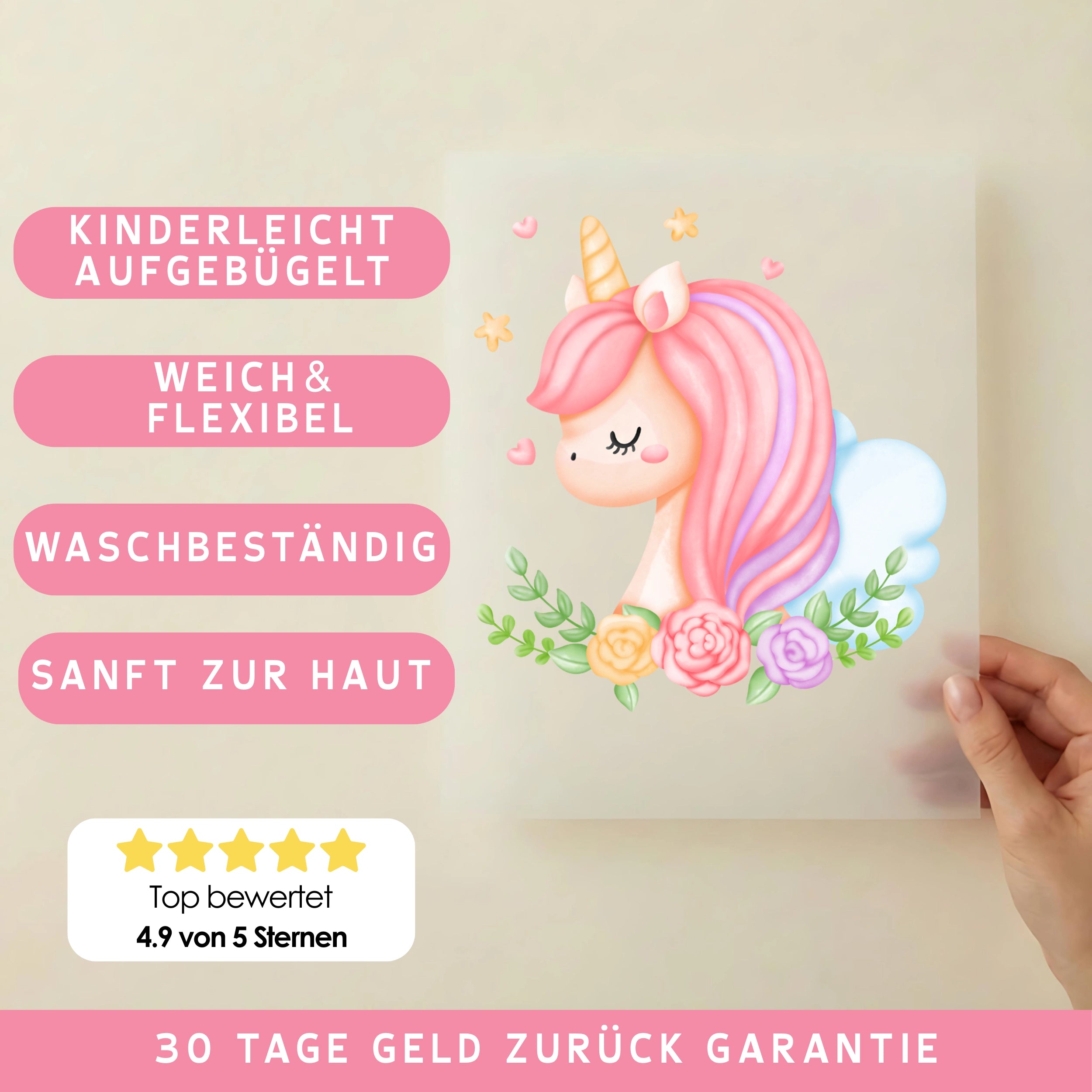 Bügelbild Einhorn Träumer