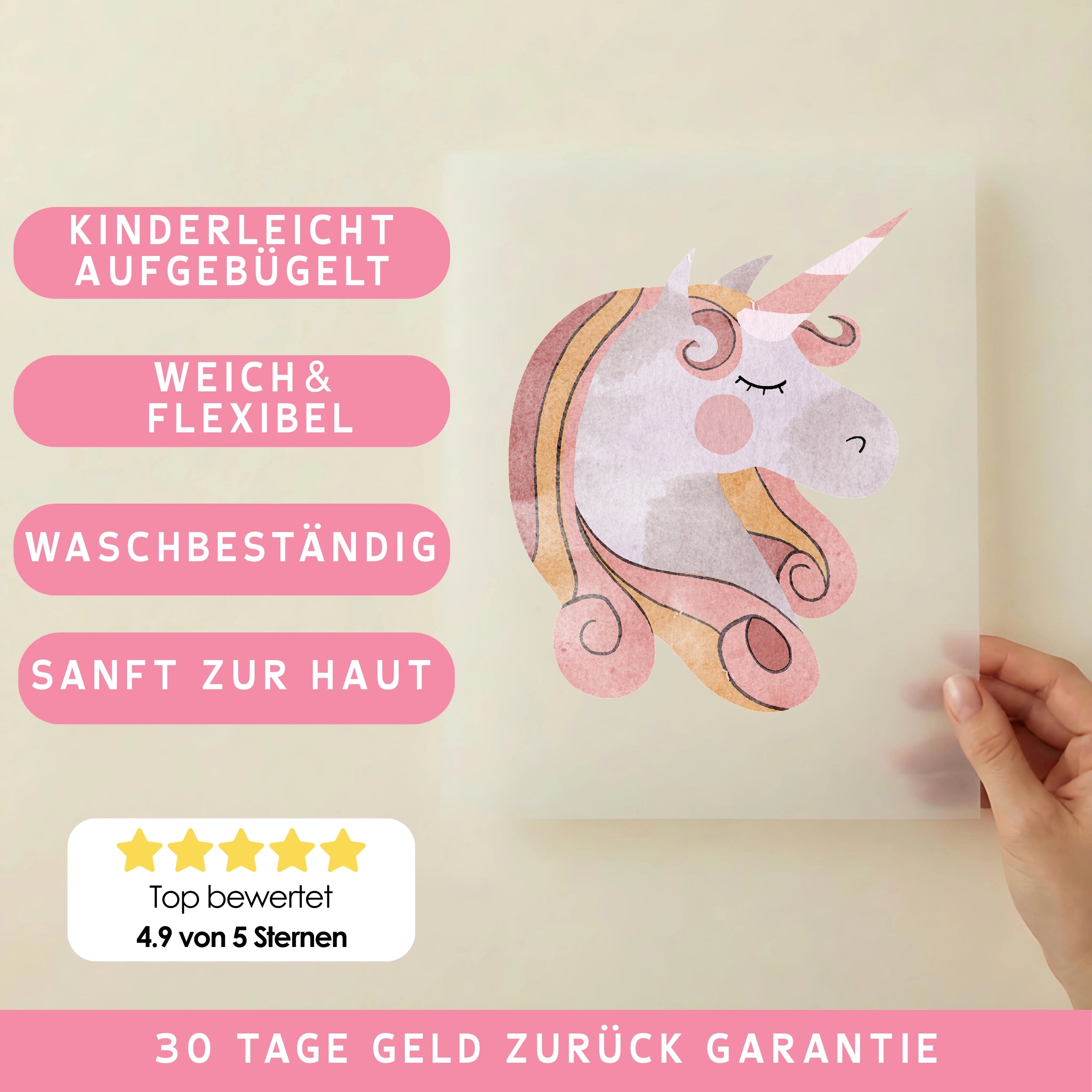 Bügelbild Wasserfarben Einhorn