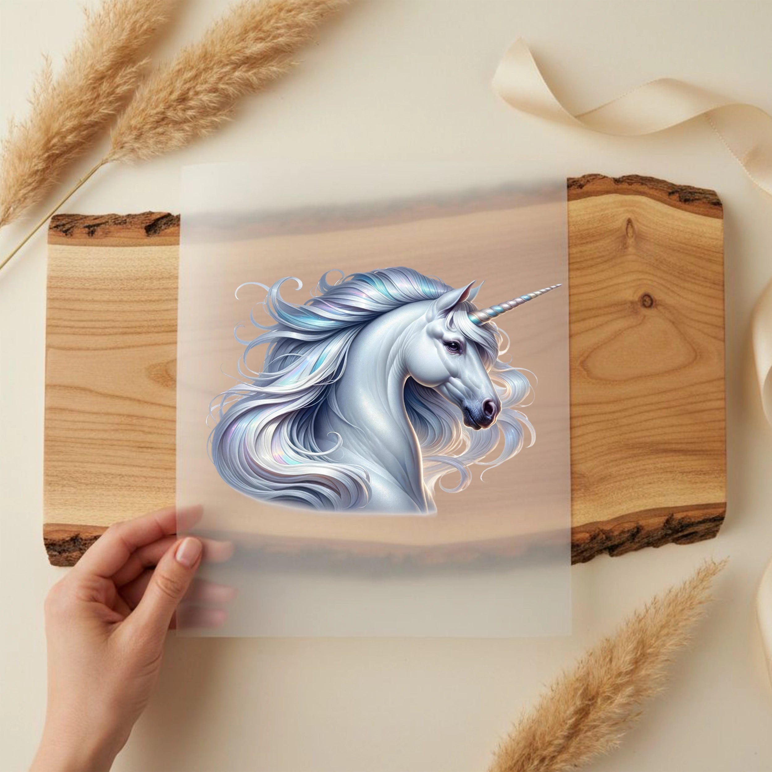 Bügelbild Einhorn Silberglanz