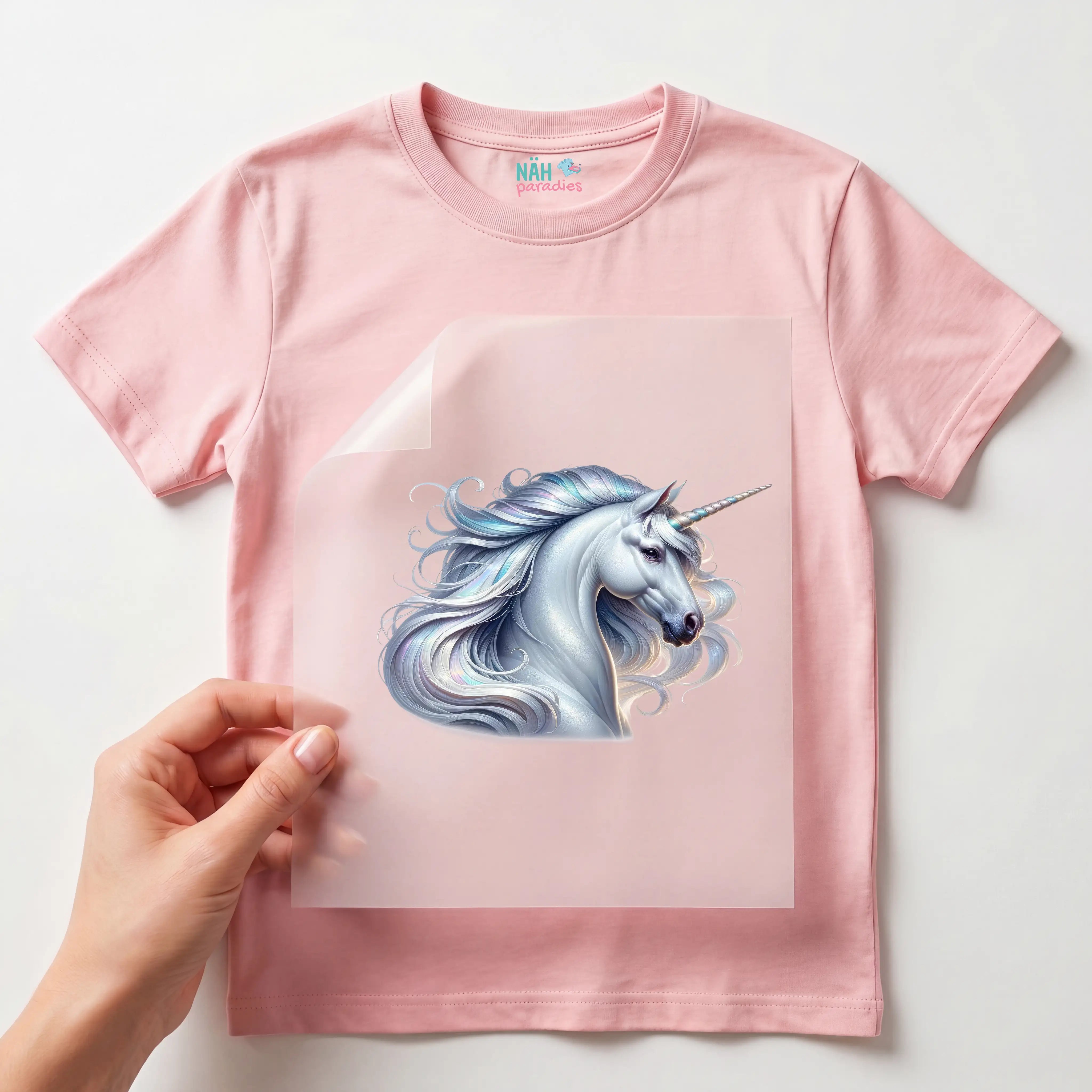 Bügelbild Einhorn Silberglanz