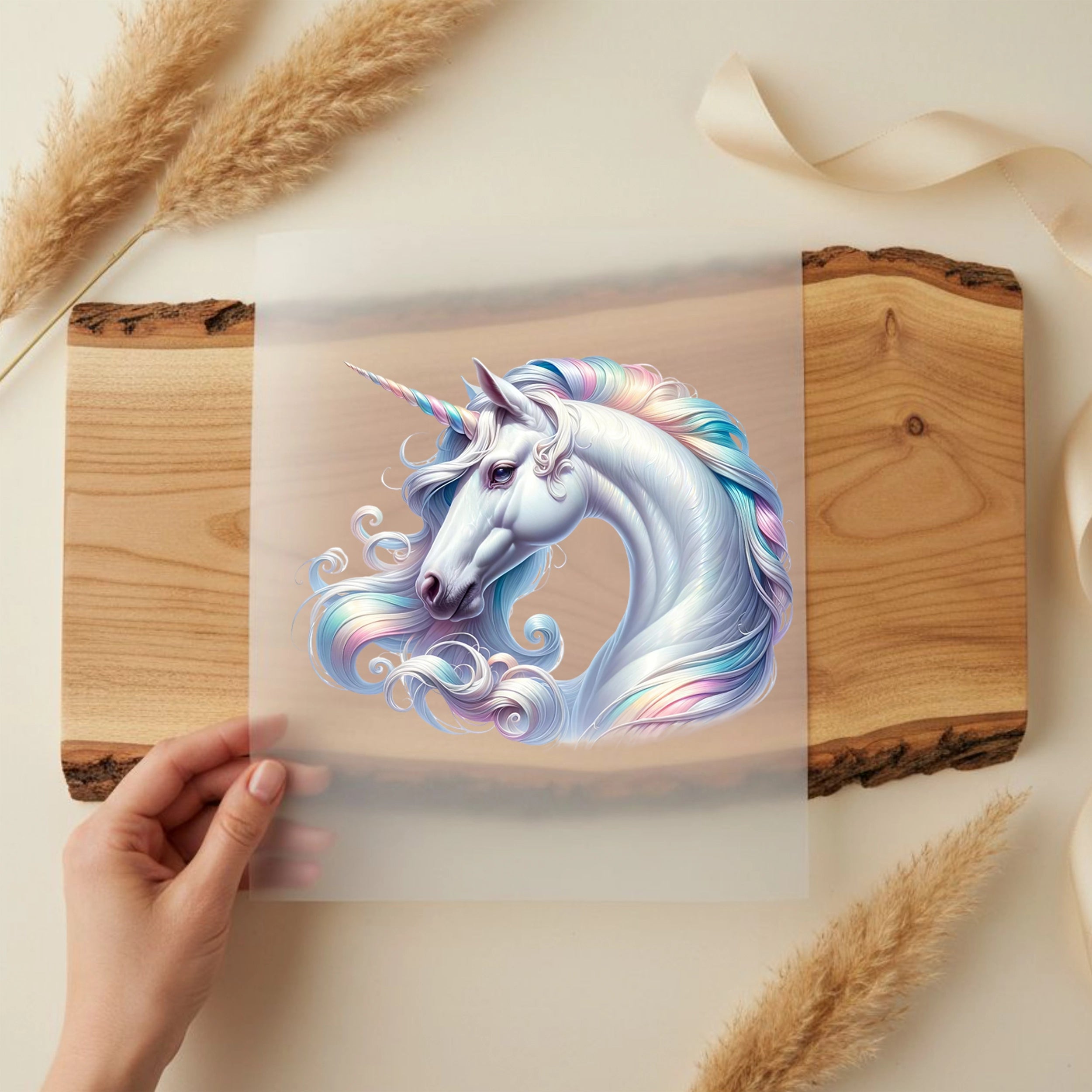 Bügelbild Weißes Regenbogen Einhorn