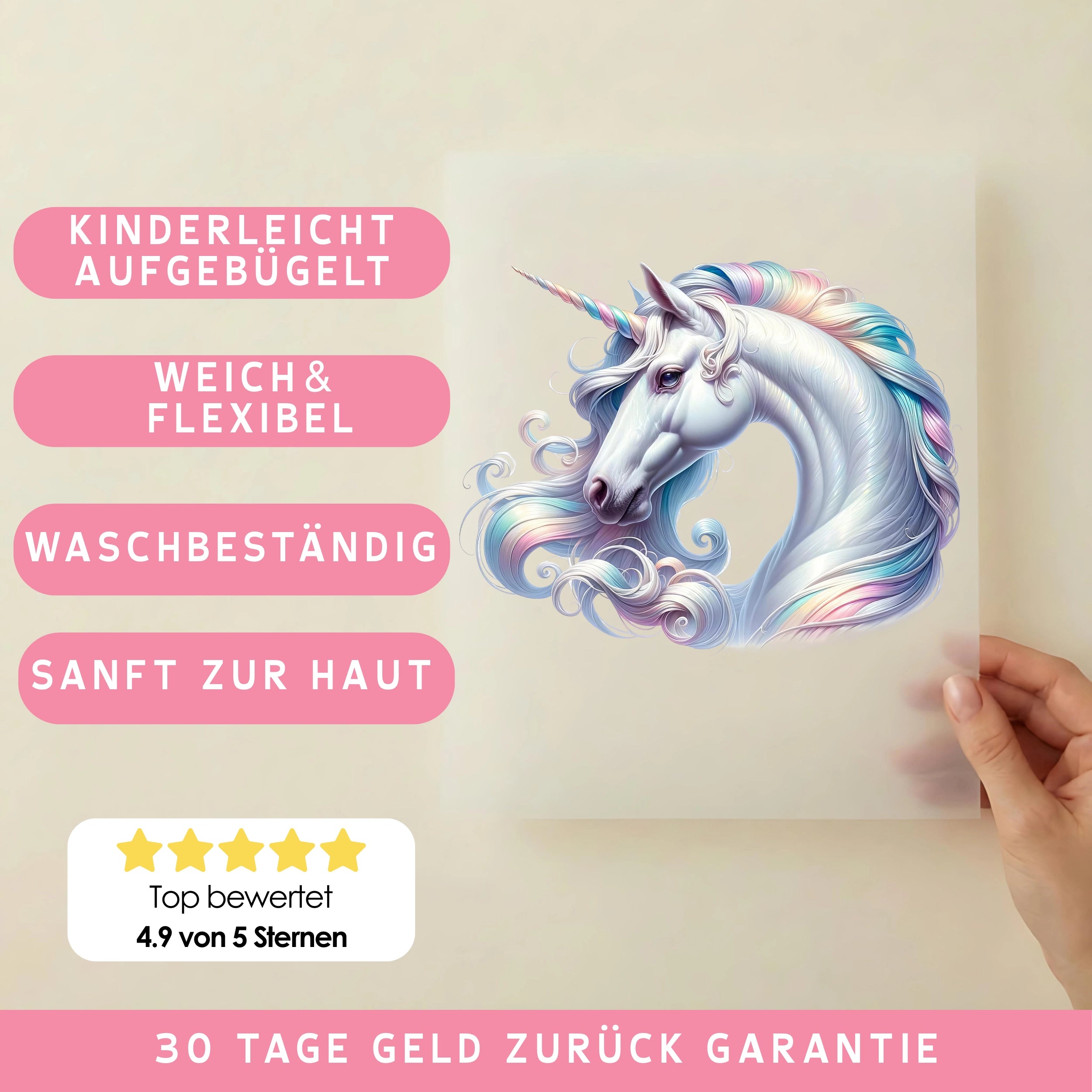Bügelbild Weißes Regenbogen Einhorn