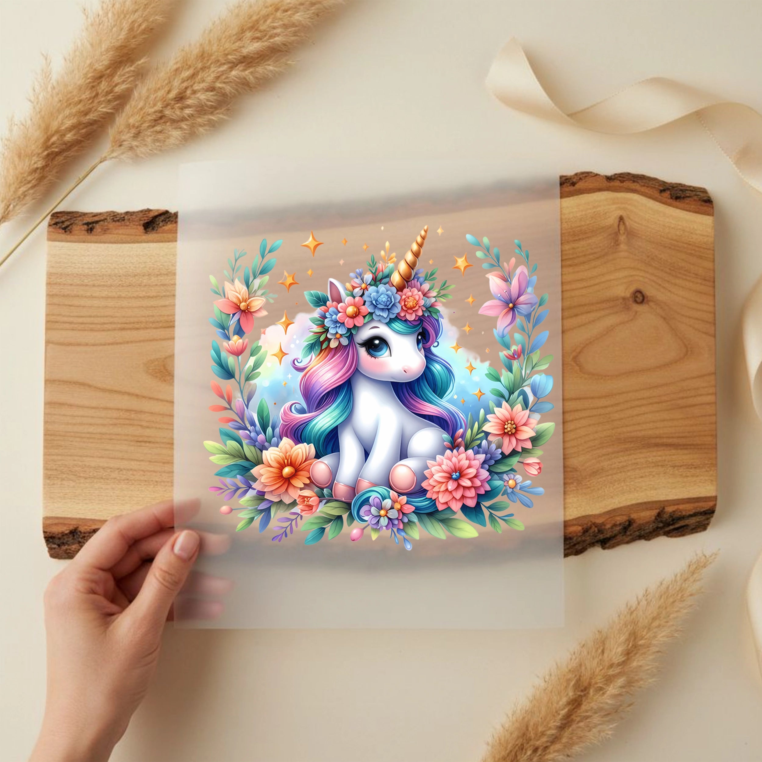 Bügelbild Blumeneinhorn