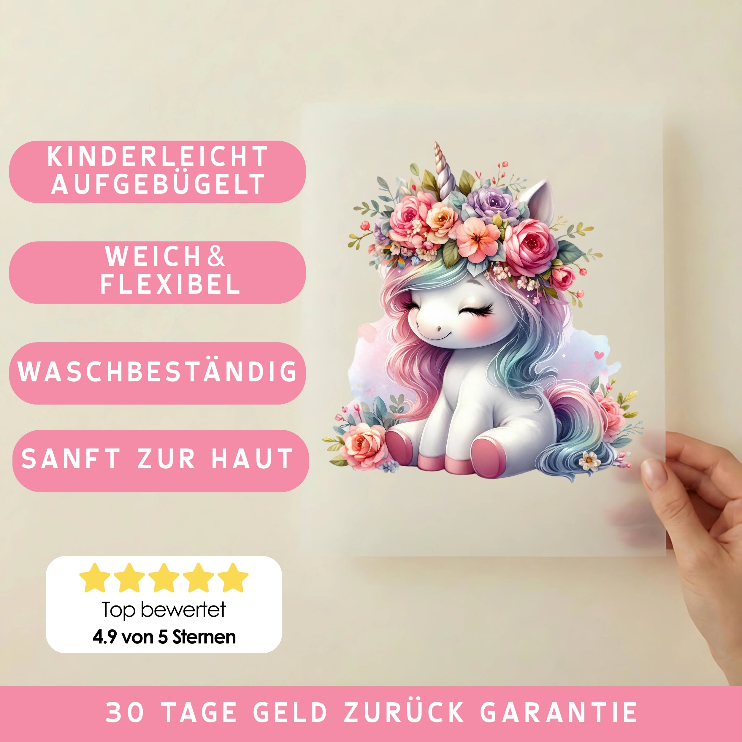 Bügelbild Einhorn Bella
