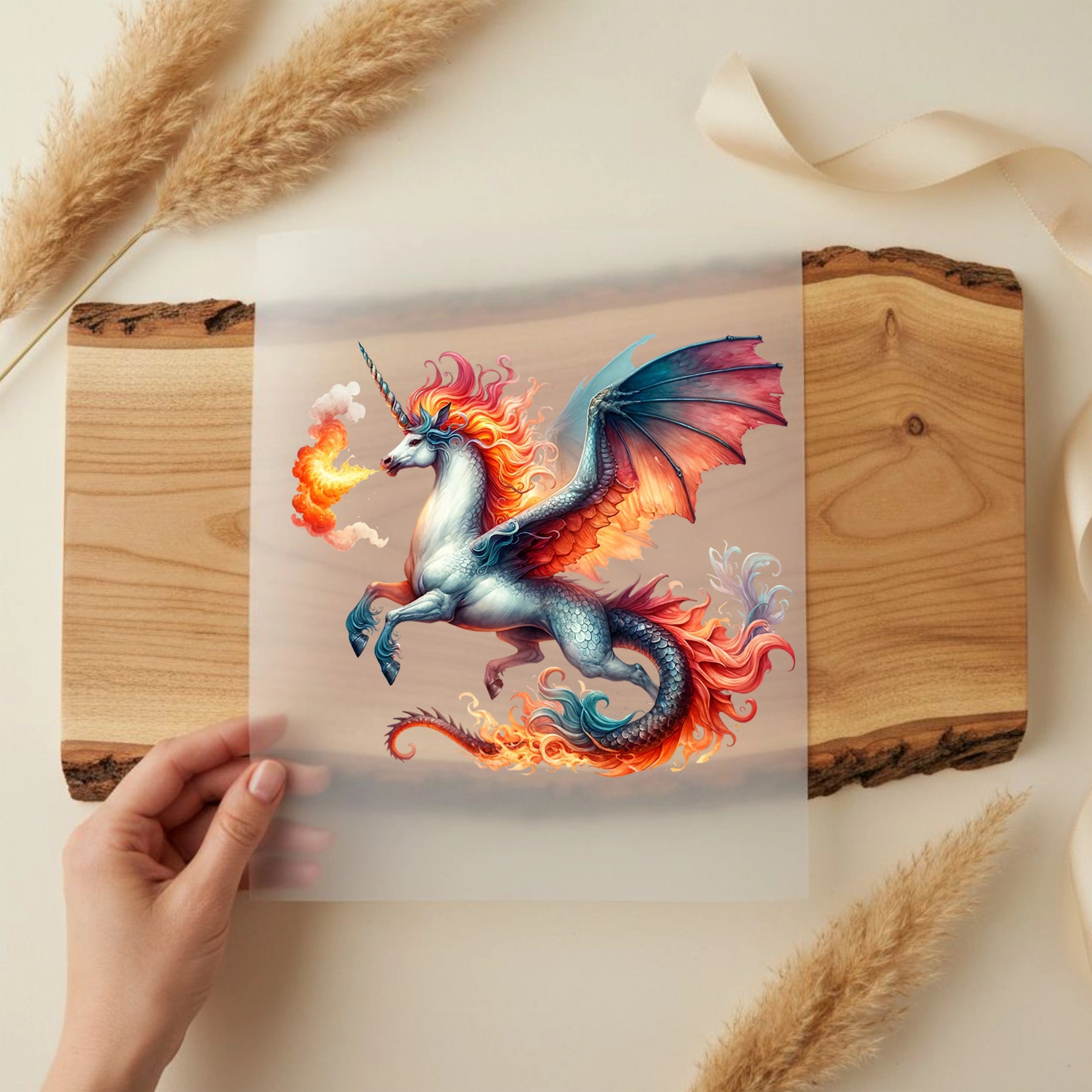 Bügelbild Einhorn Inferno Flügel