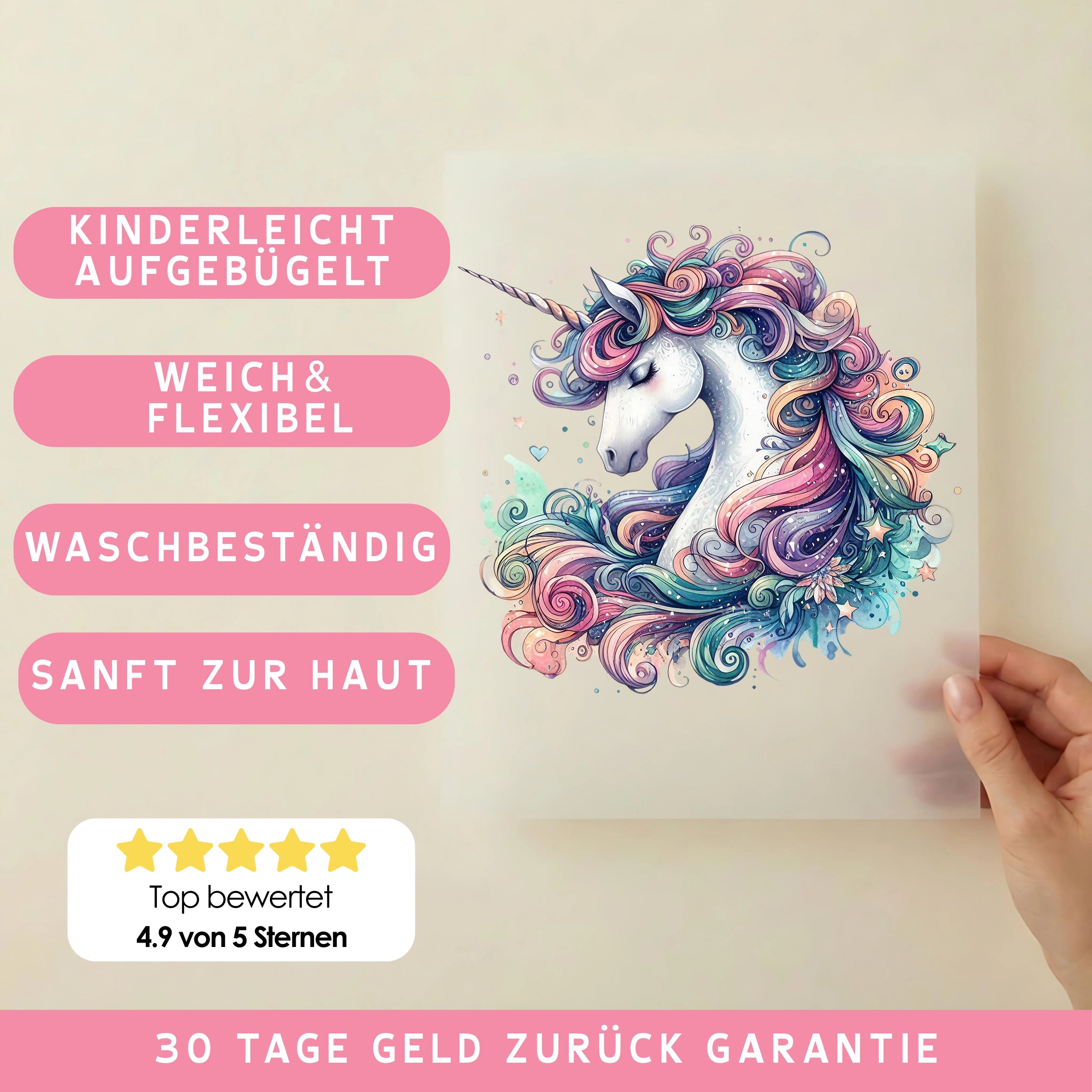 Bügelbild Einhorn Pastellfantasie