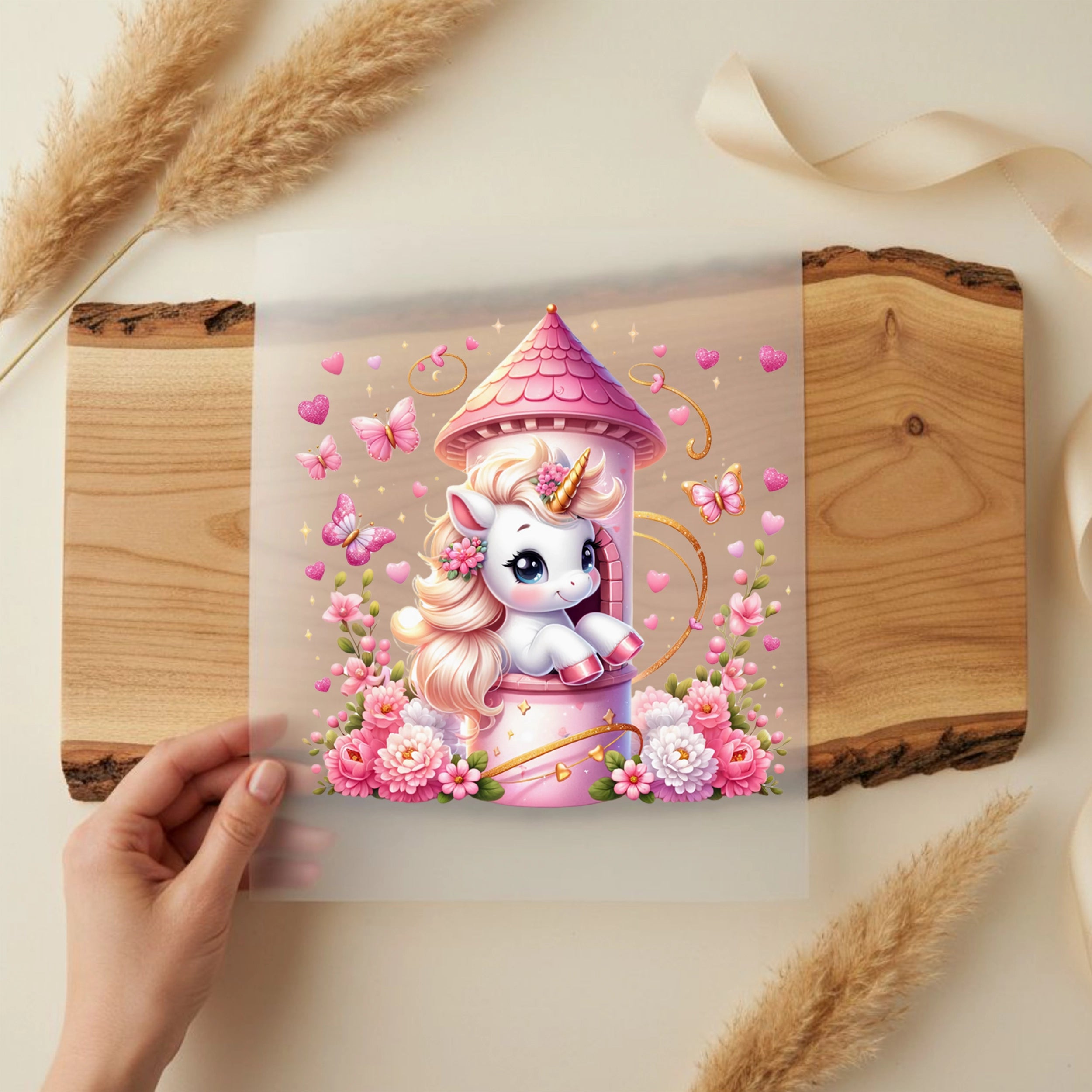 Bügelbild Einhorn Amelie Zauberturm