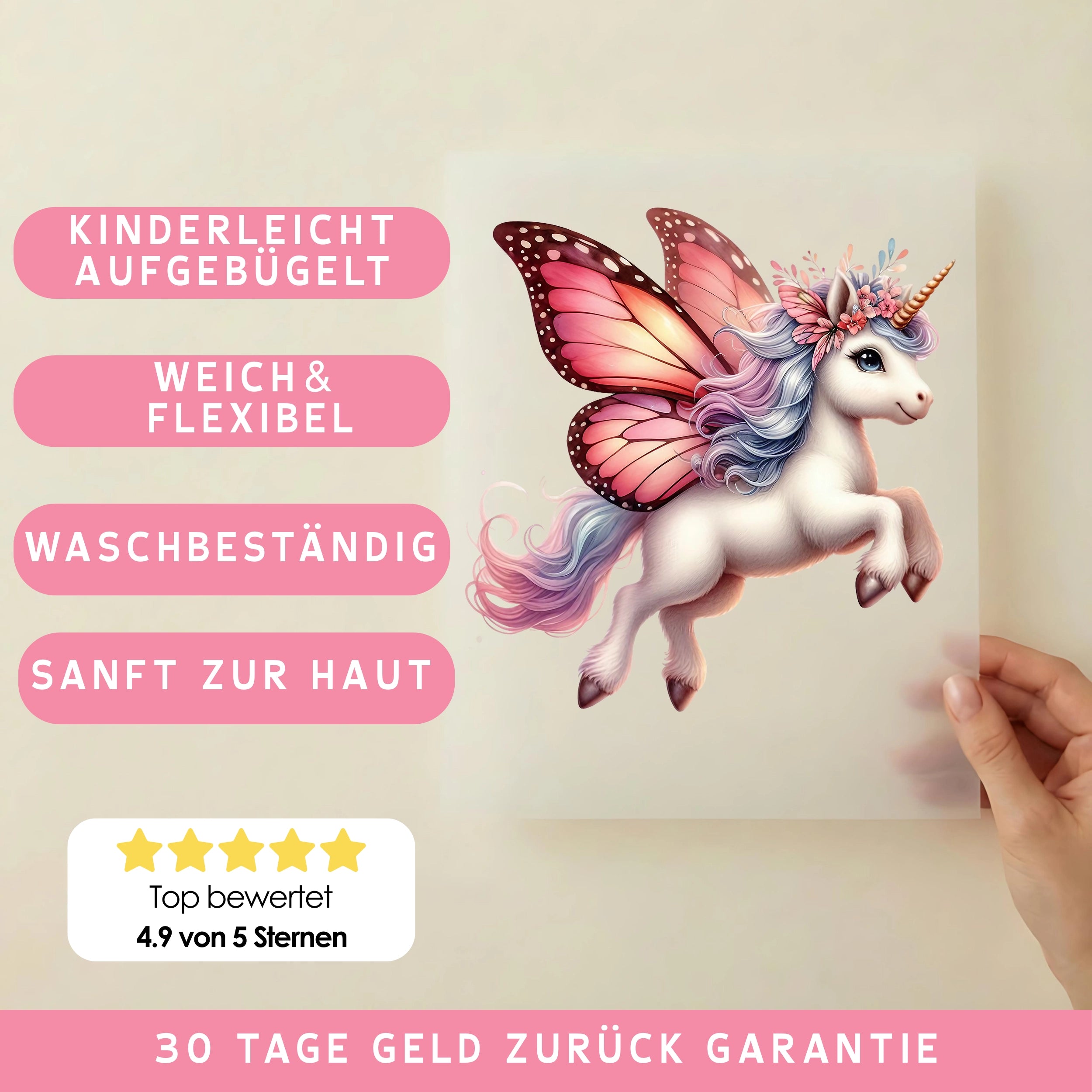 Bügelbild Einhorn Elara Feenflug