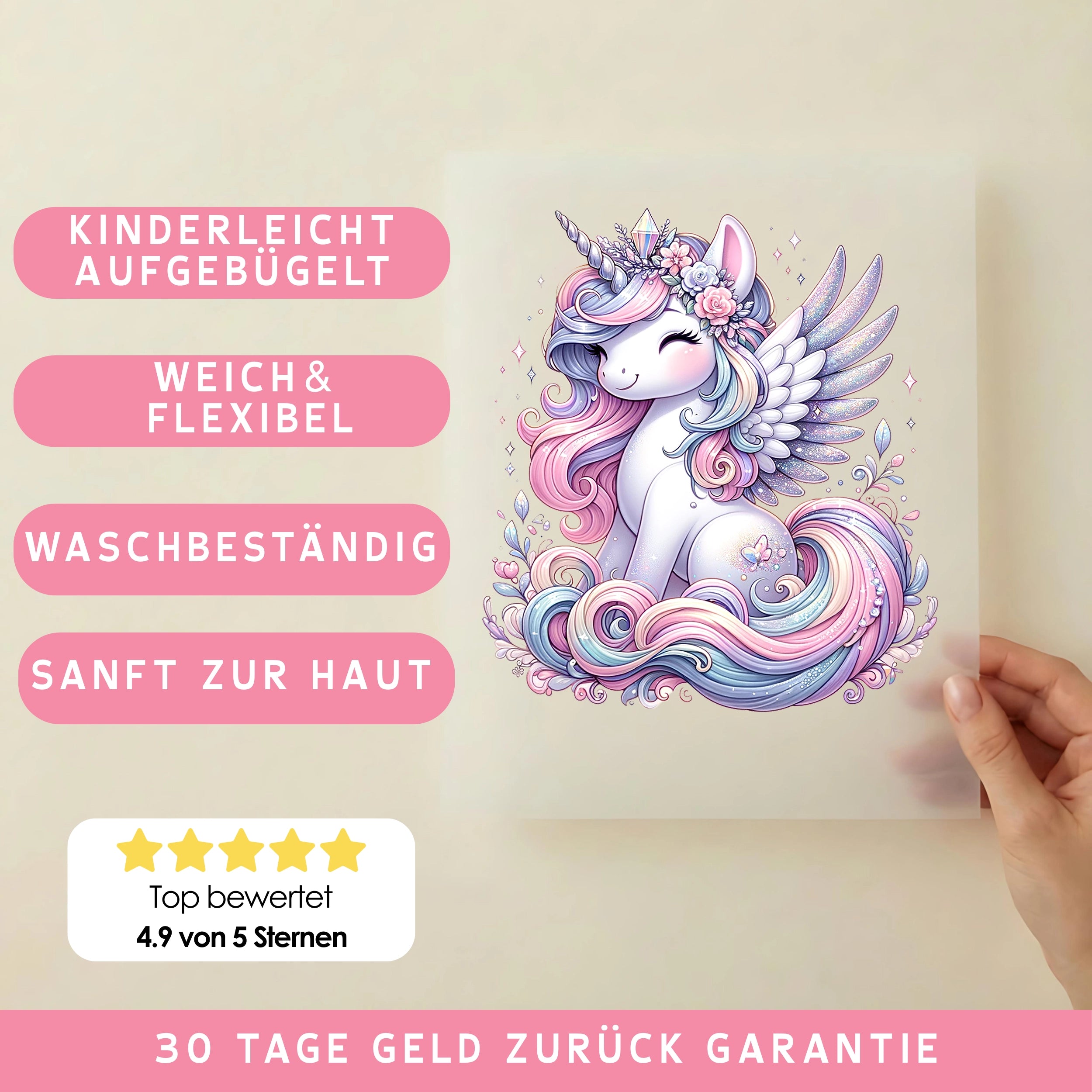Bügelbild Einhorn Mirabella Funkelschweif
