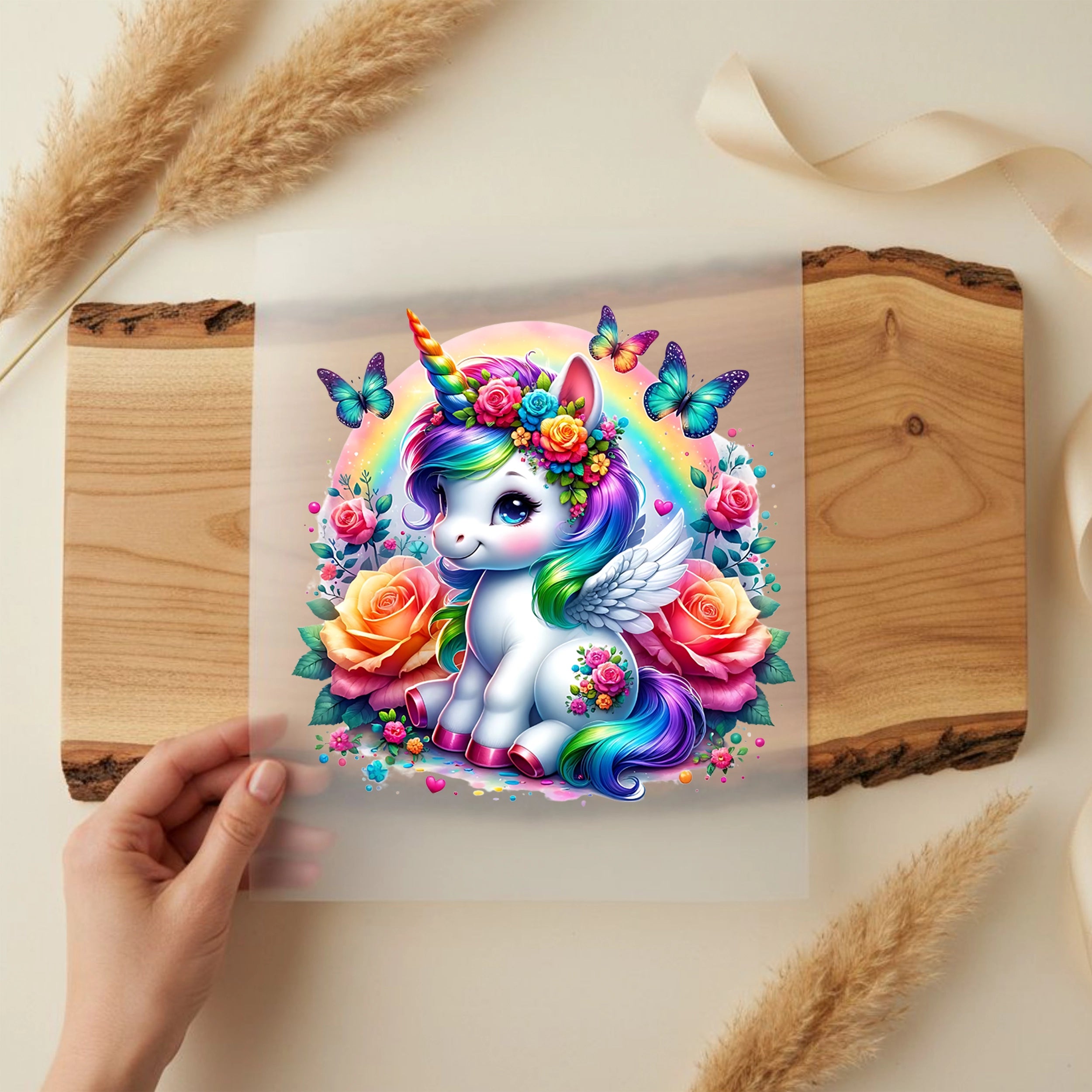 Bügelbild Einhorn Schmetterlingszauber