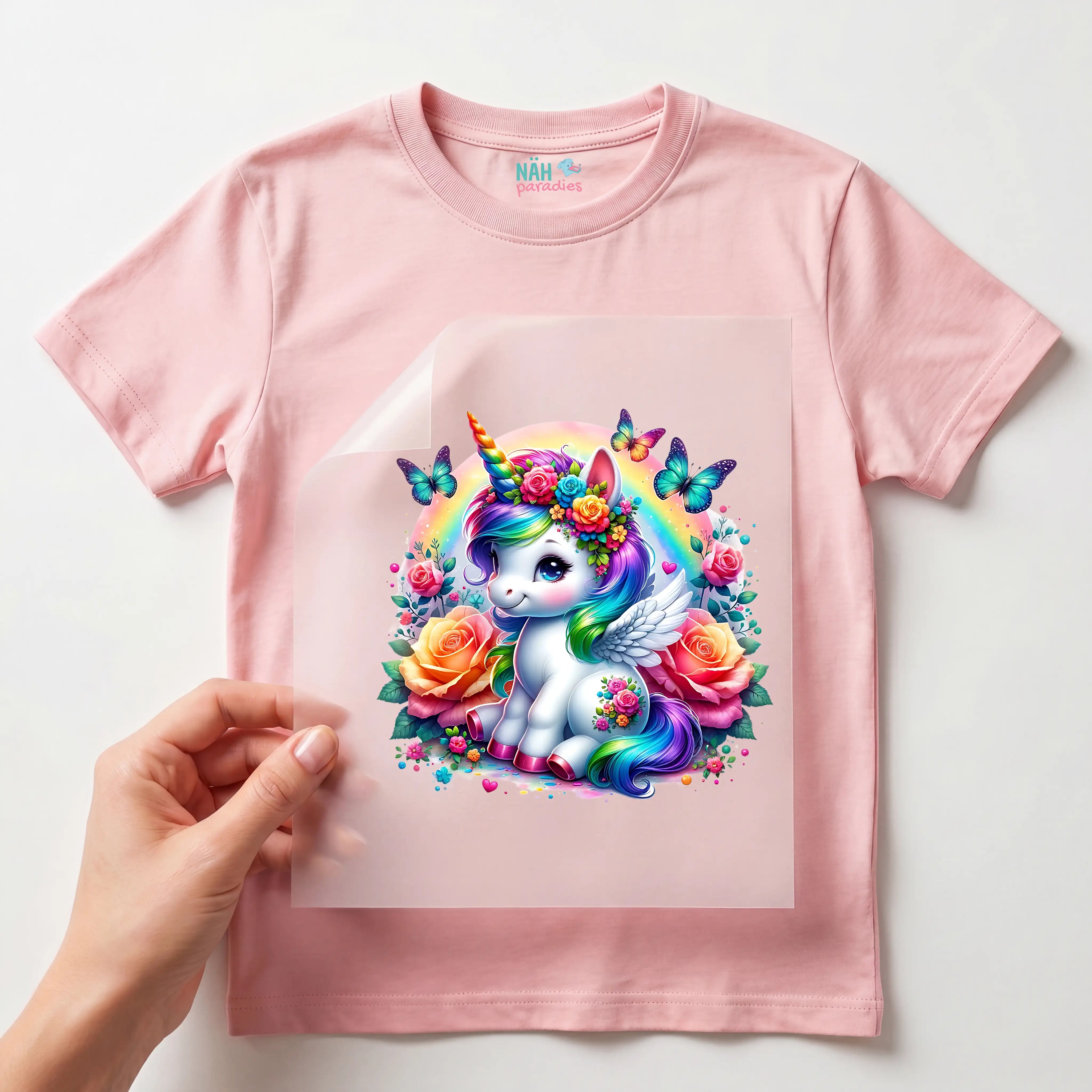 Bügelbild Einhorn Schmetterlingszauber