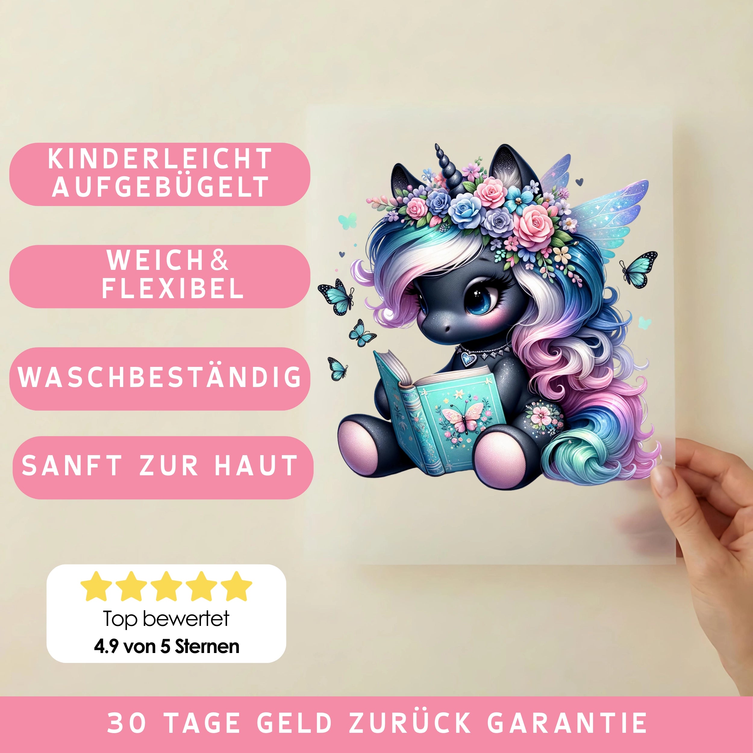Bügelbild Einhorn Zafira Schmetterlingsbuch