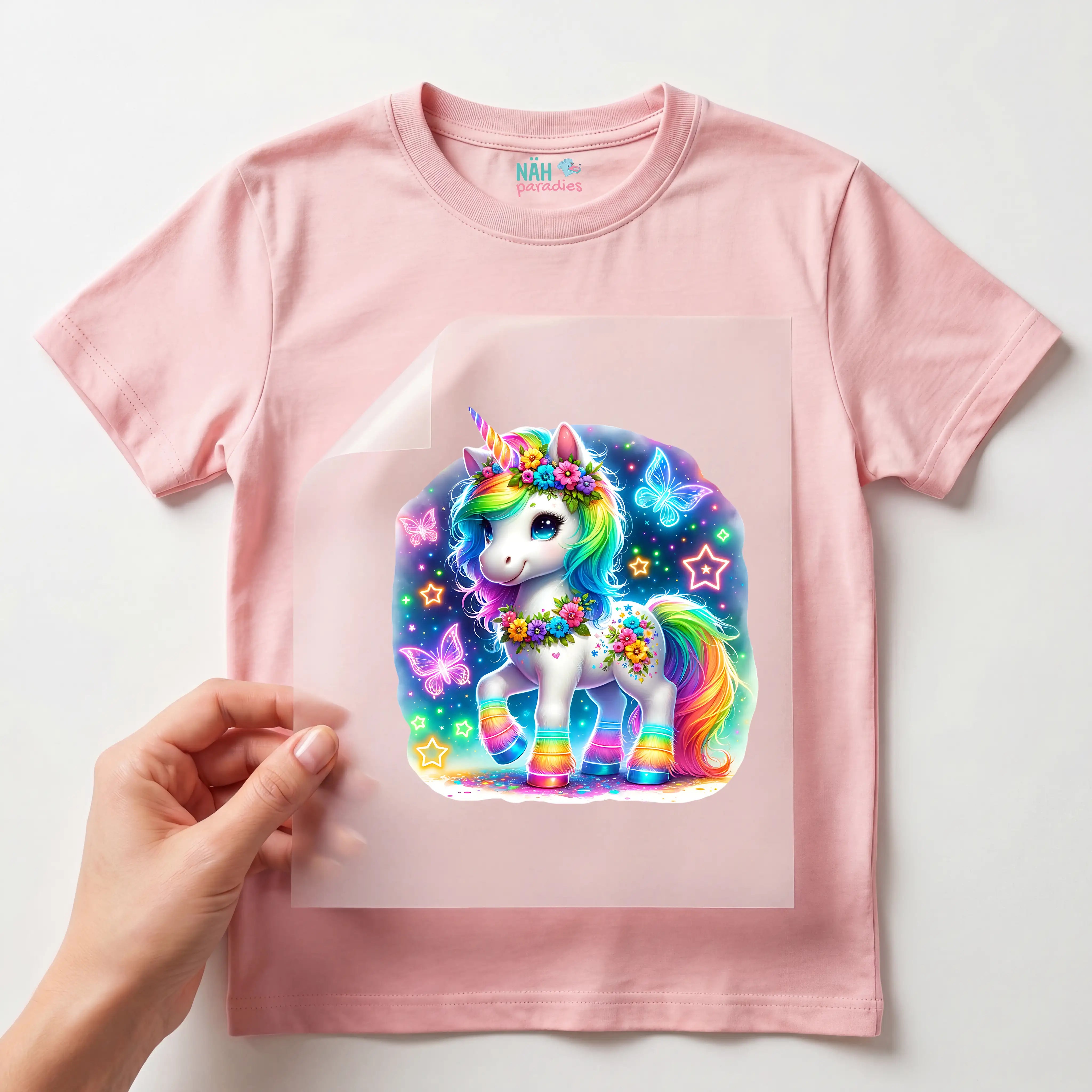 Bügelbild Einhorn Zaria Neonzauber