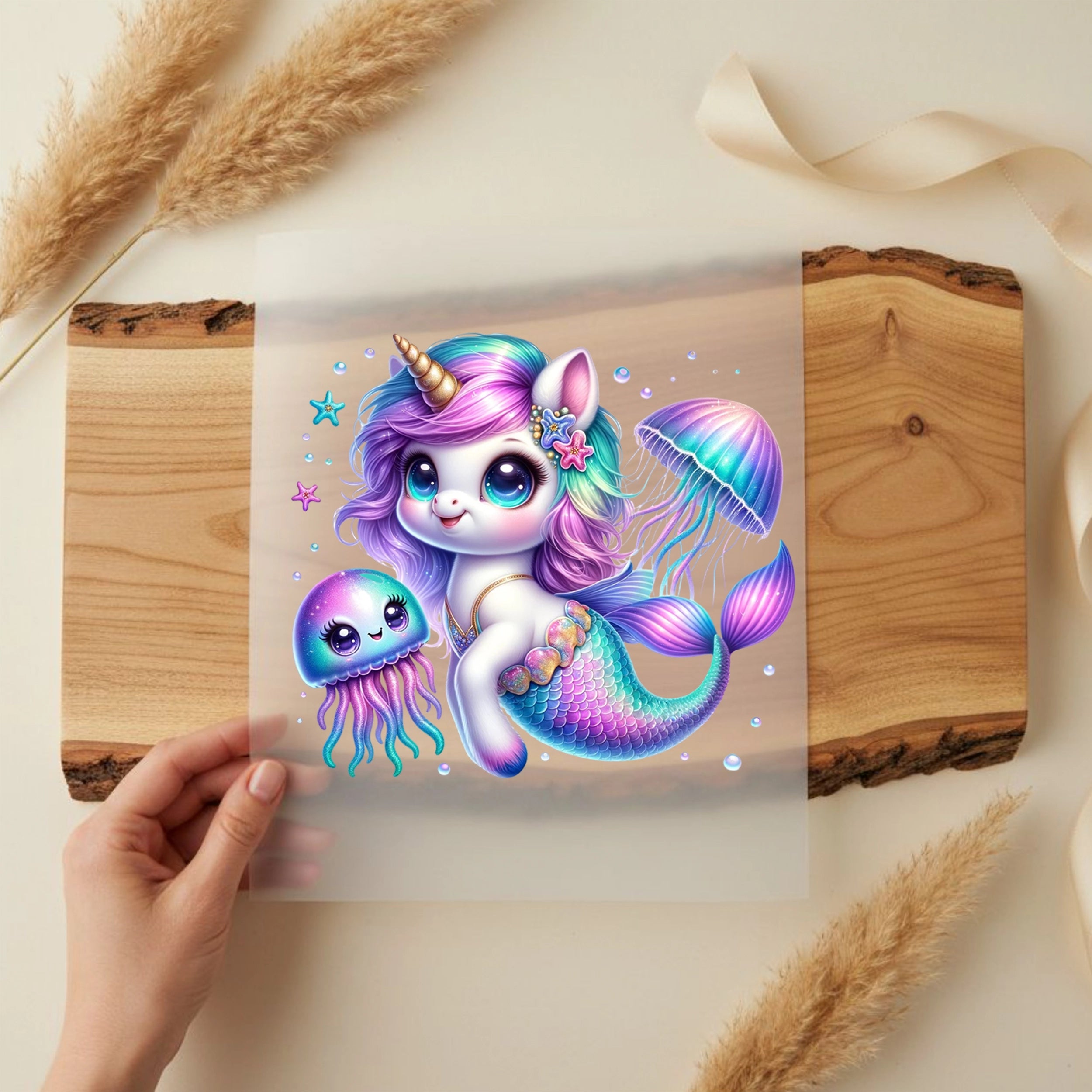 Bügelbild Einhorn Meerjungfrau