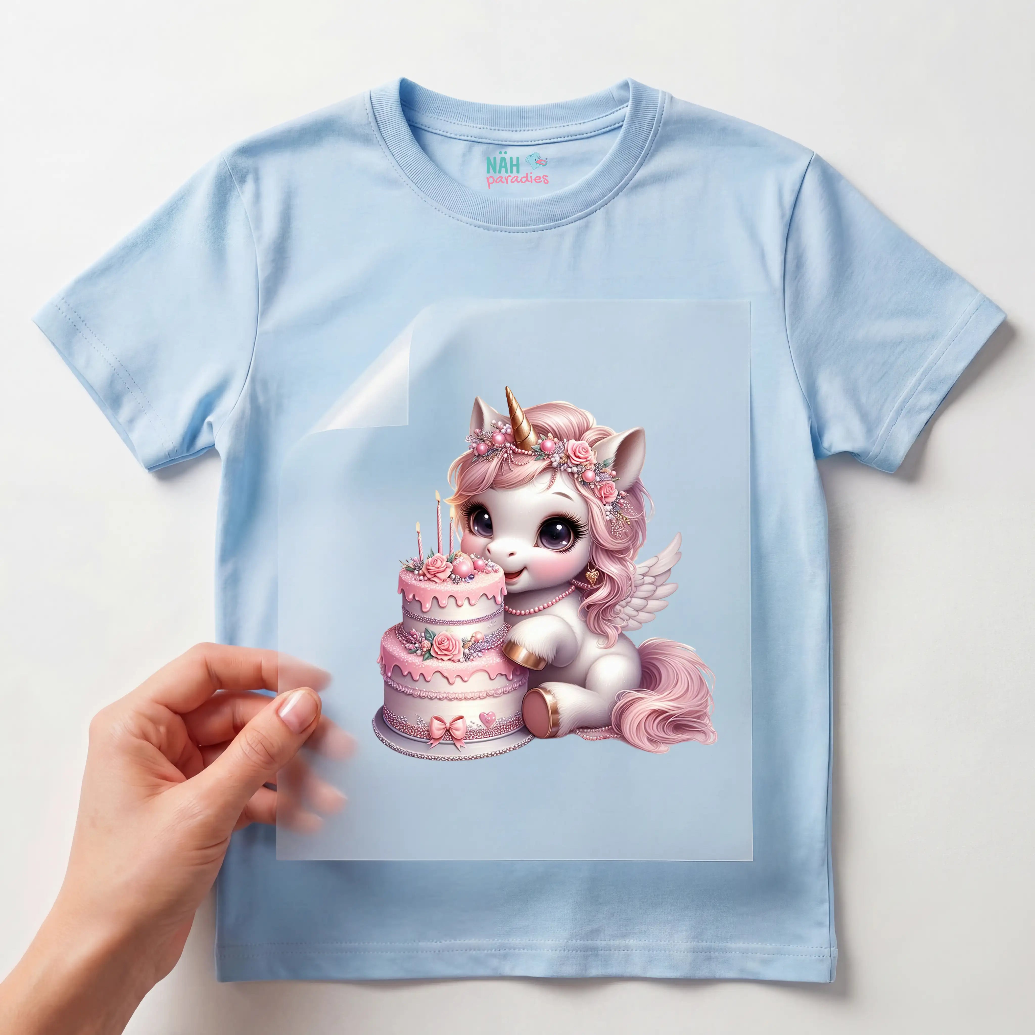 Bügelbild Geburtstags Einhorn Törtchen