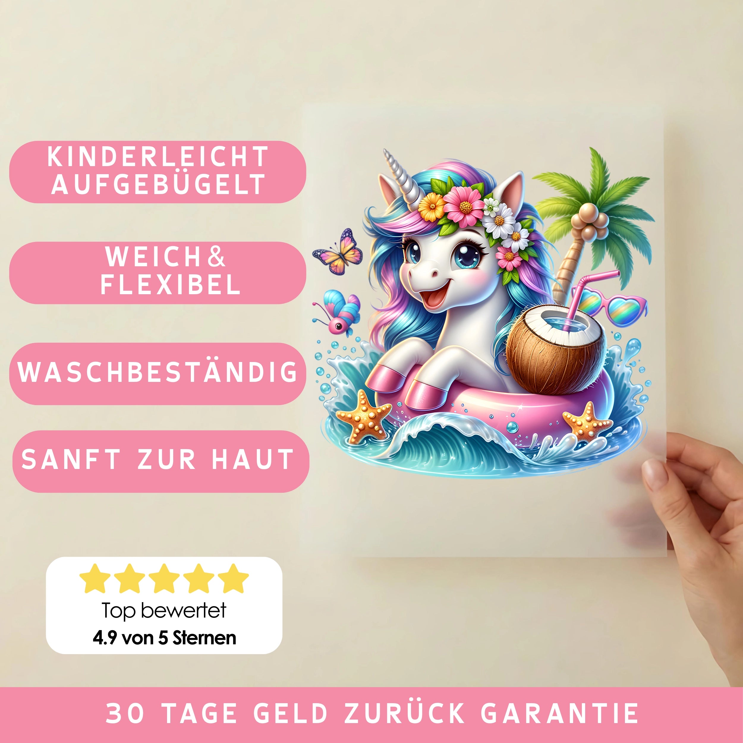 Bügelbild karibisches Einhorn Nuki