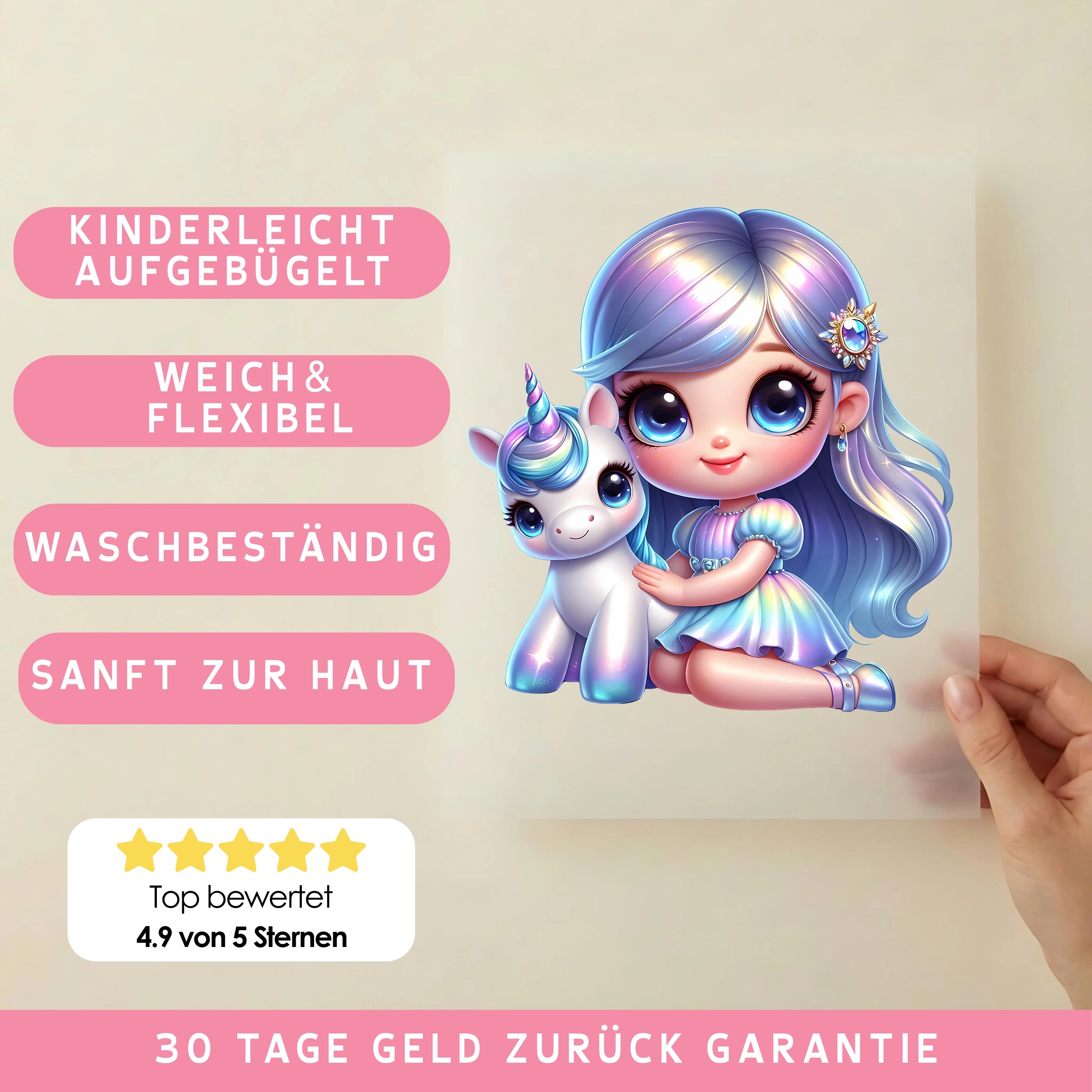 Bügelbild Einhornmagie Mädchen