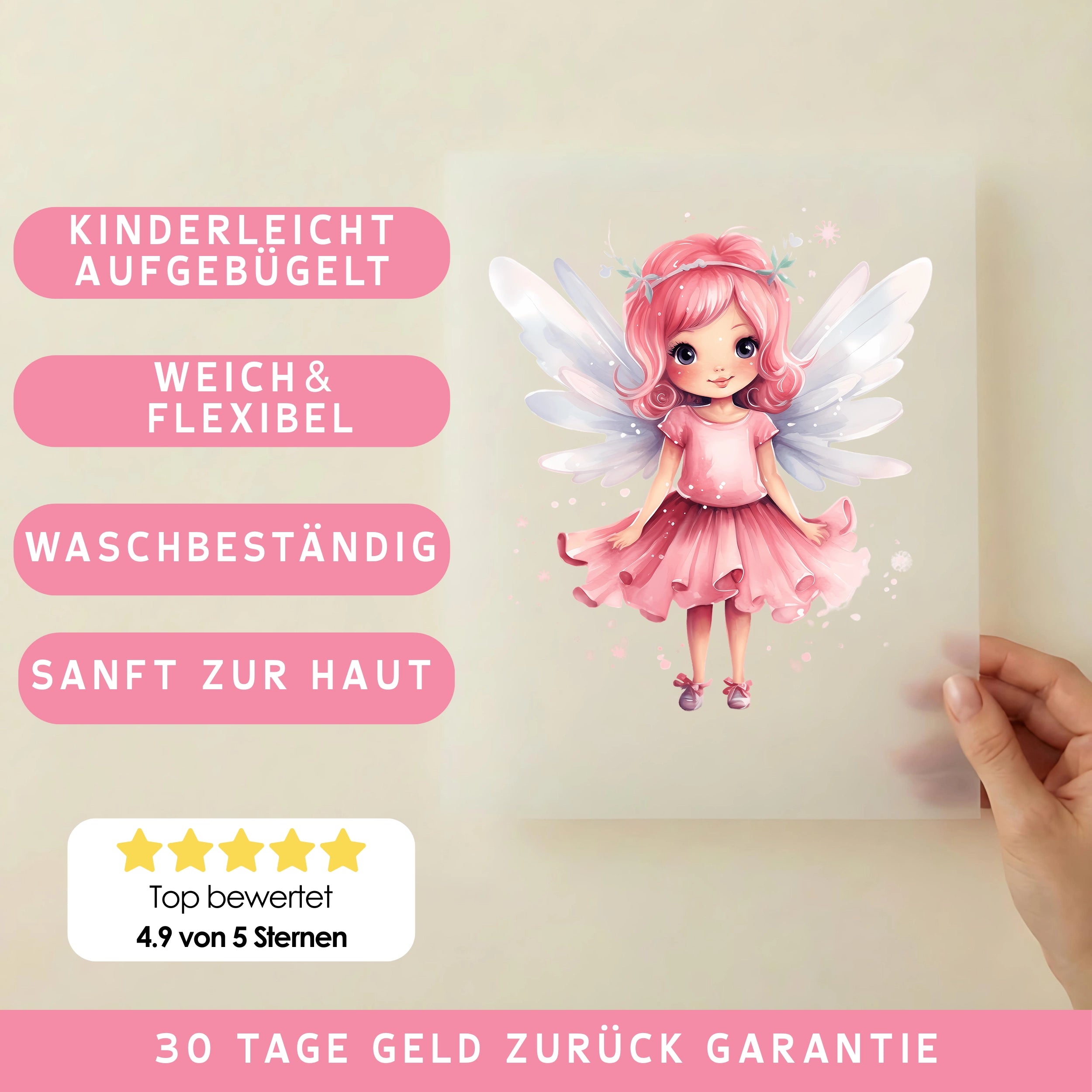 Bügelbild Fee Pink