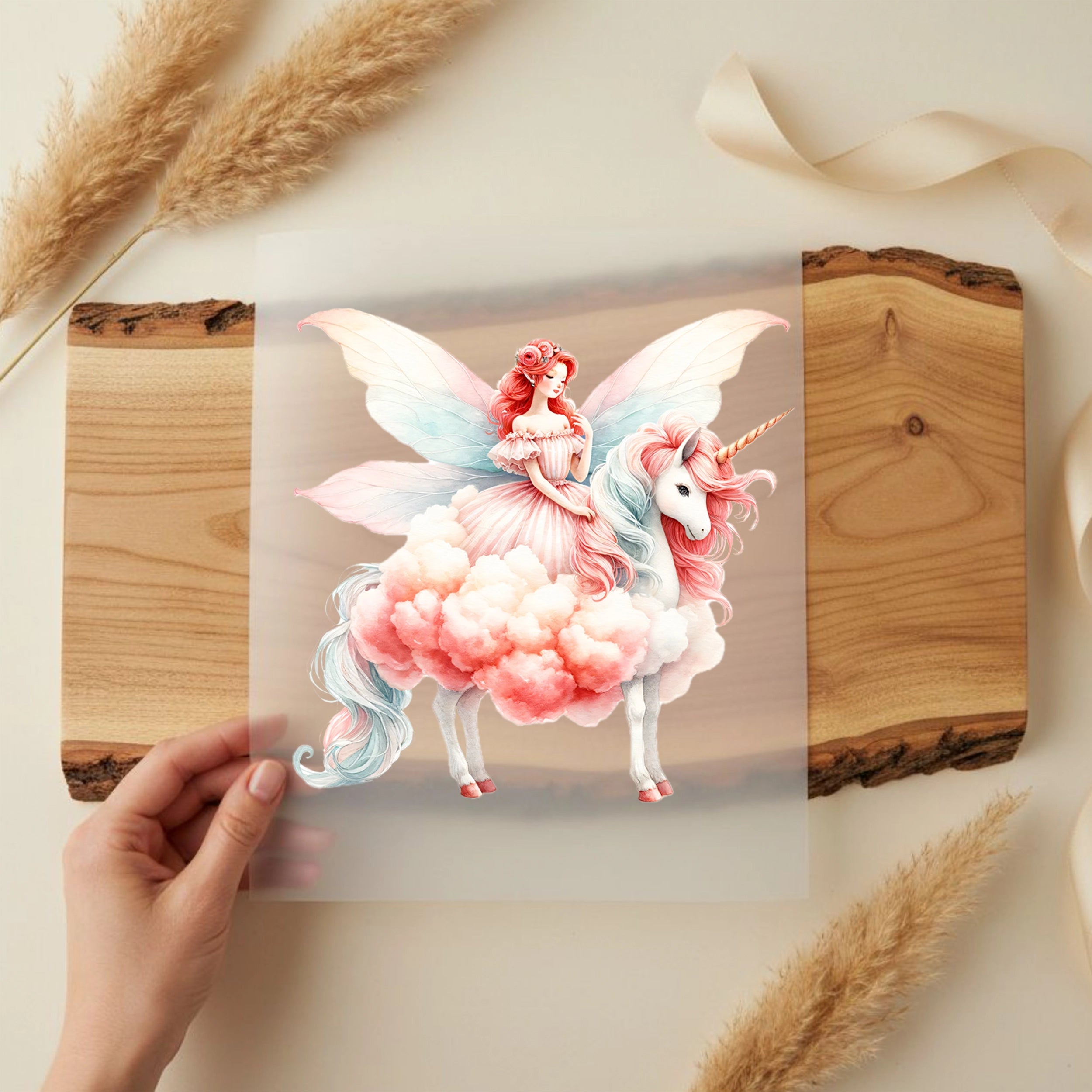 Bügelbild Zuckerwatten Fee Einhornritt