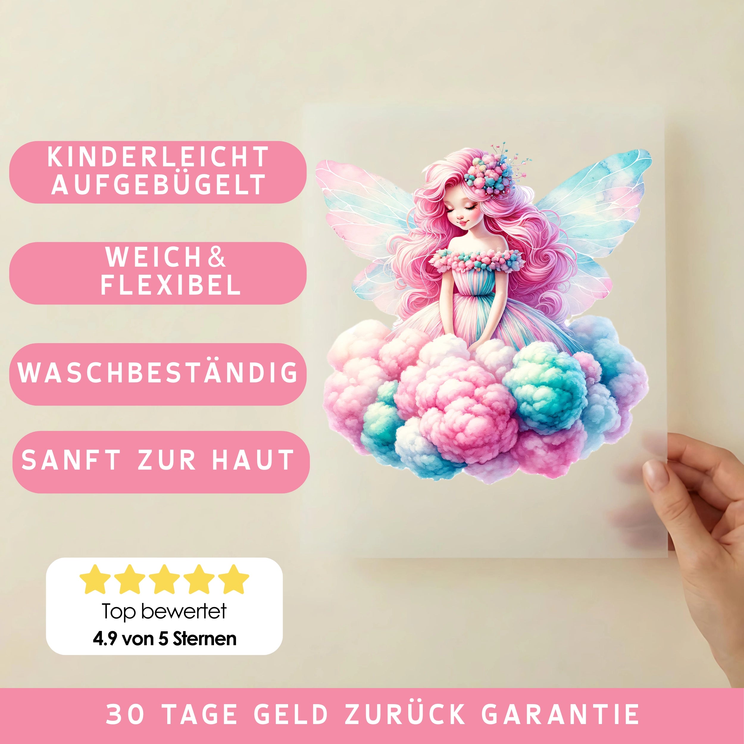 Bügelbild Zuckerwatten Fee Süßwölkchen