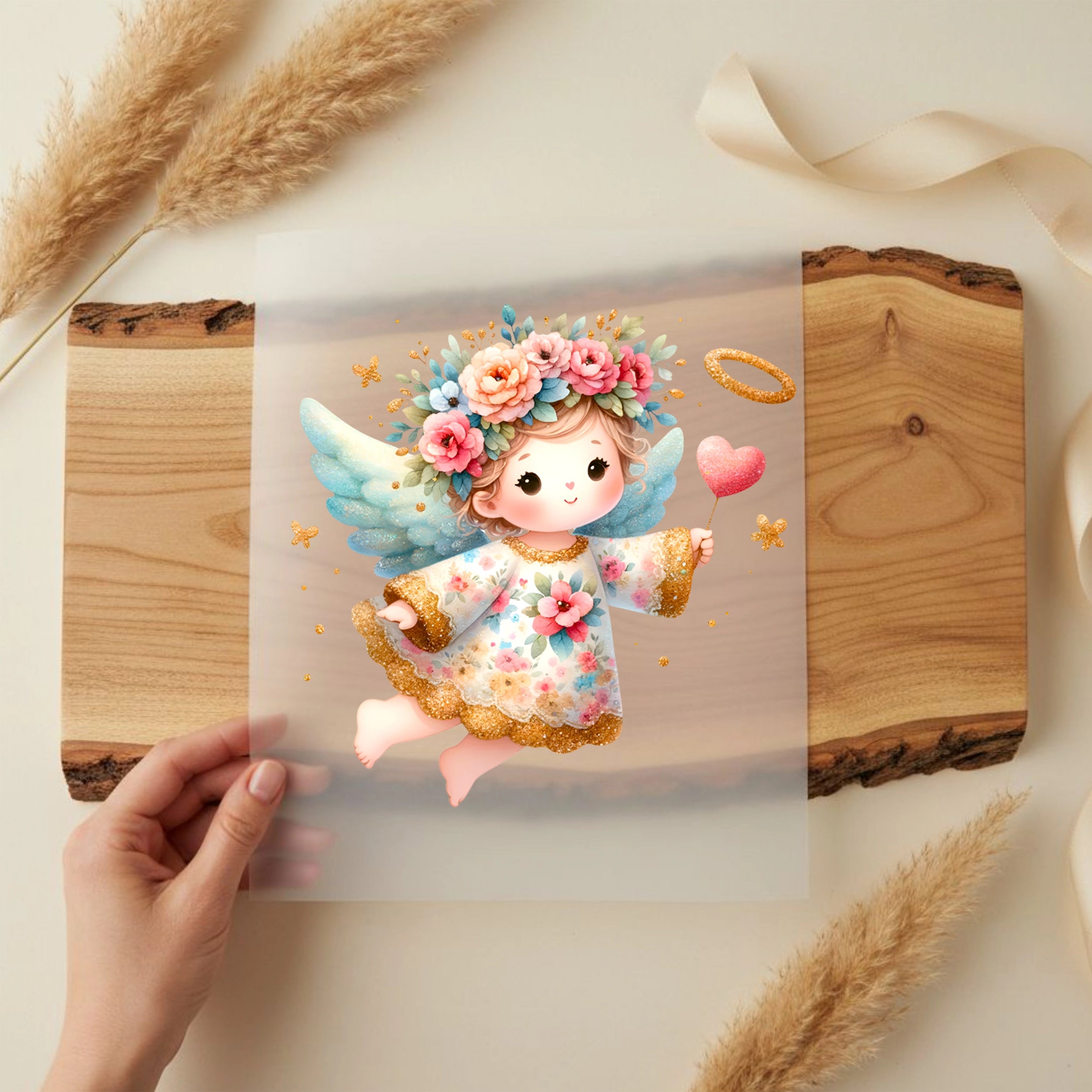 Bügelbild Blüten Engel Lia