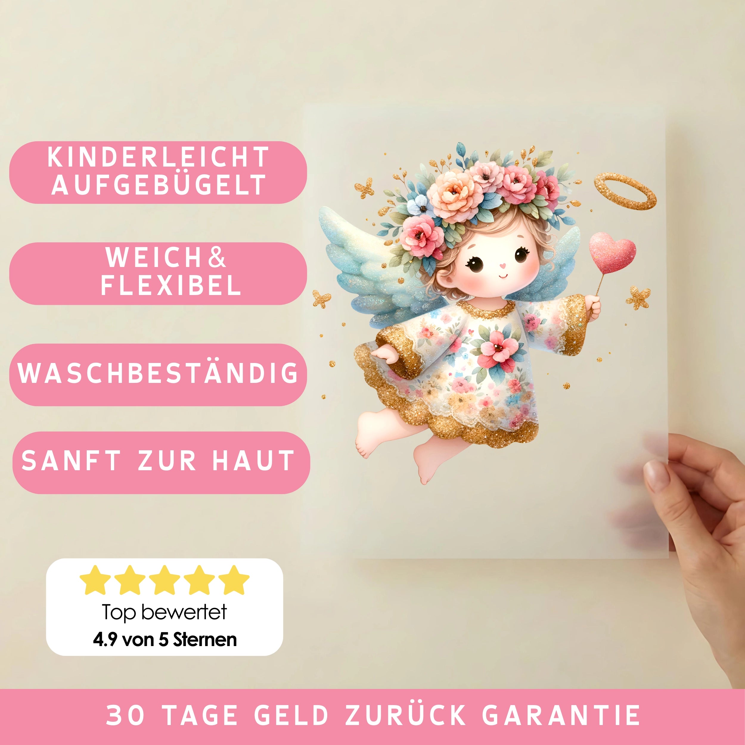 Bügelbild Blüten Engel Lia