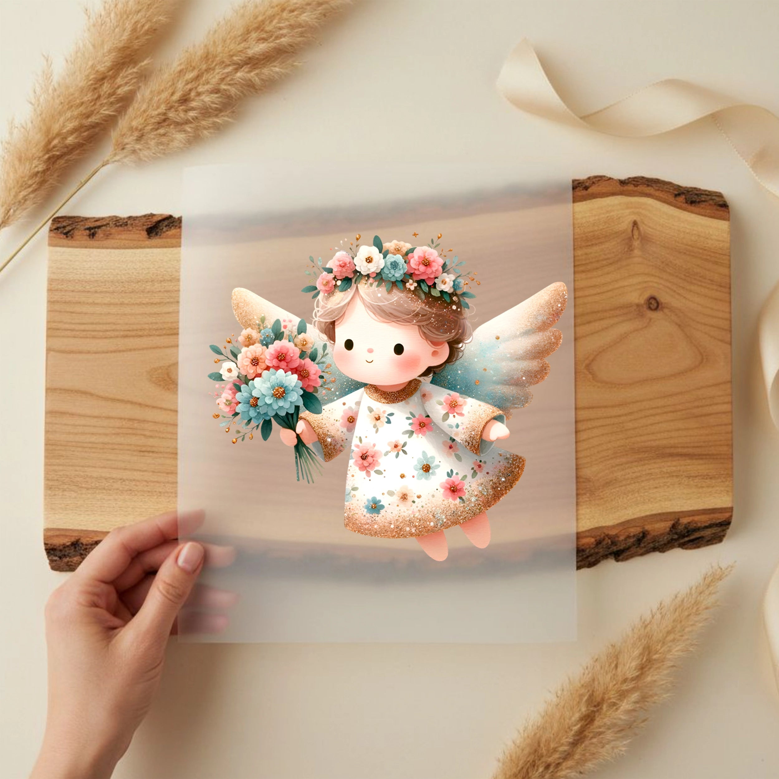 Bügelbild Blüten Engel Lola