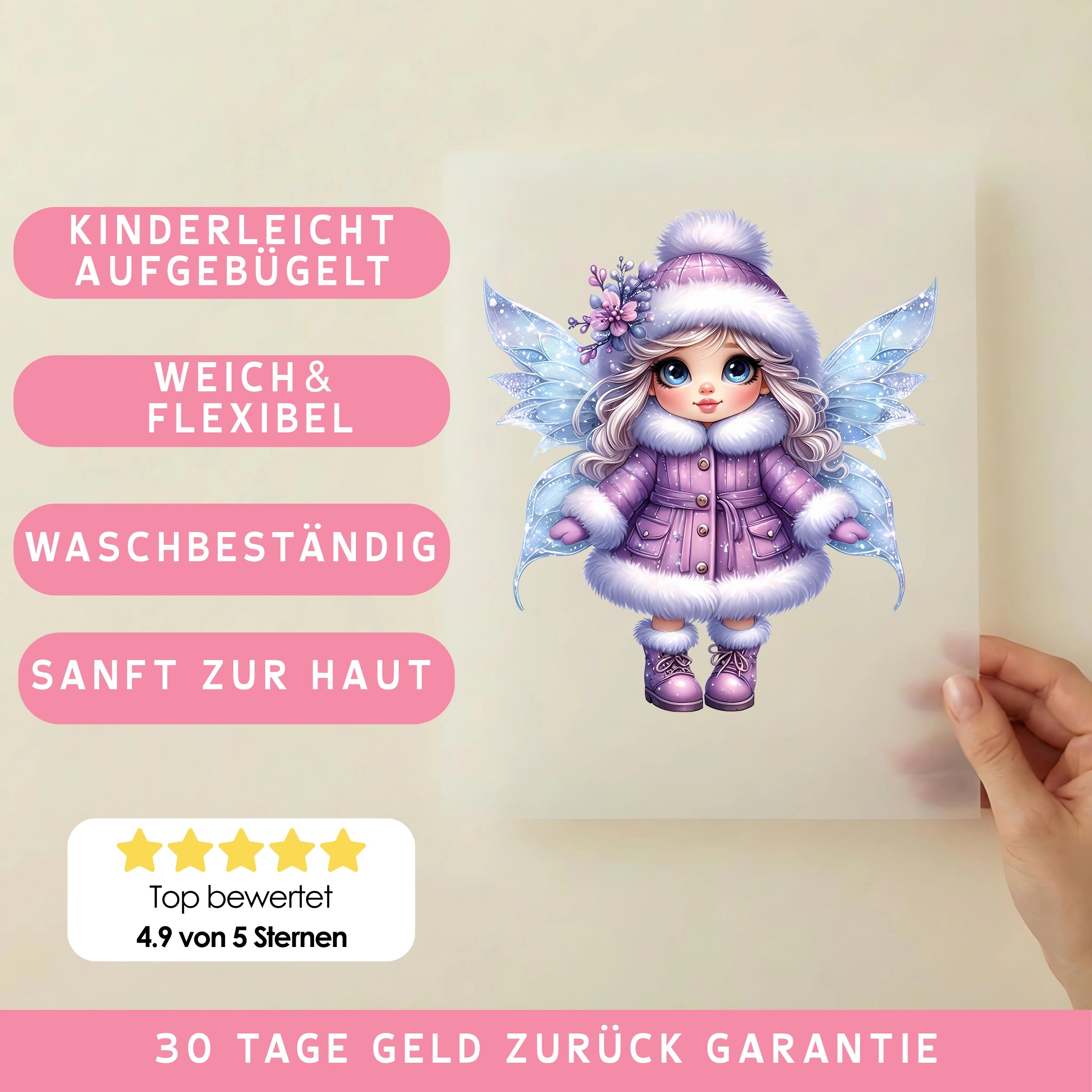 Bügelbild Winterfee Eiszauber Lila