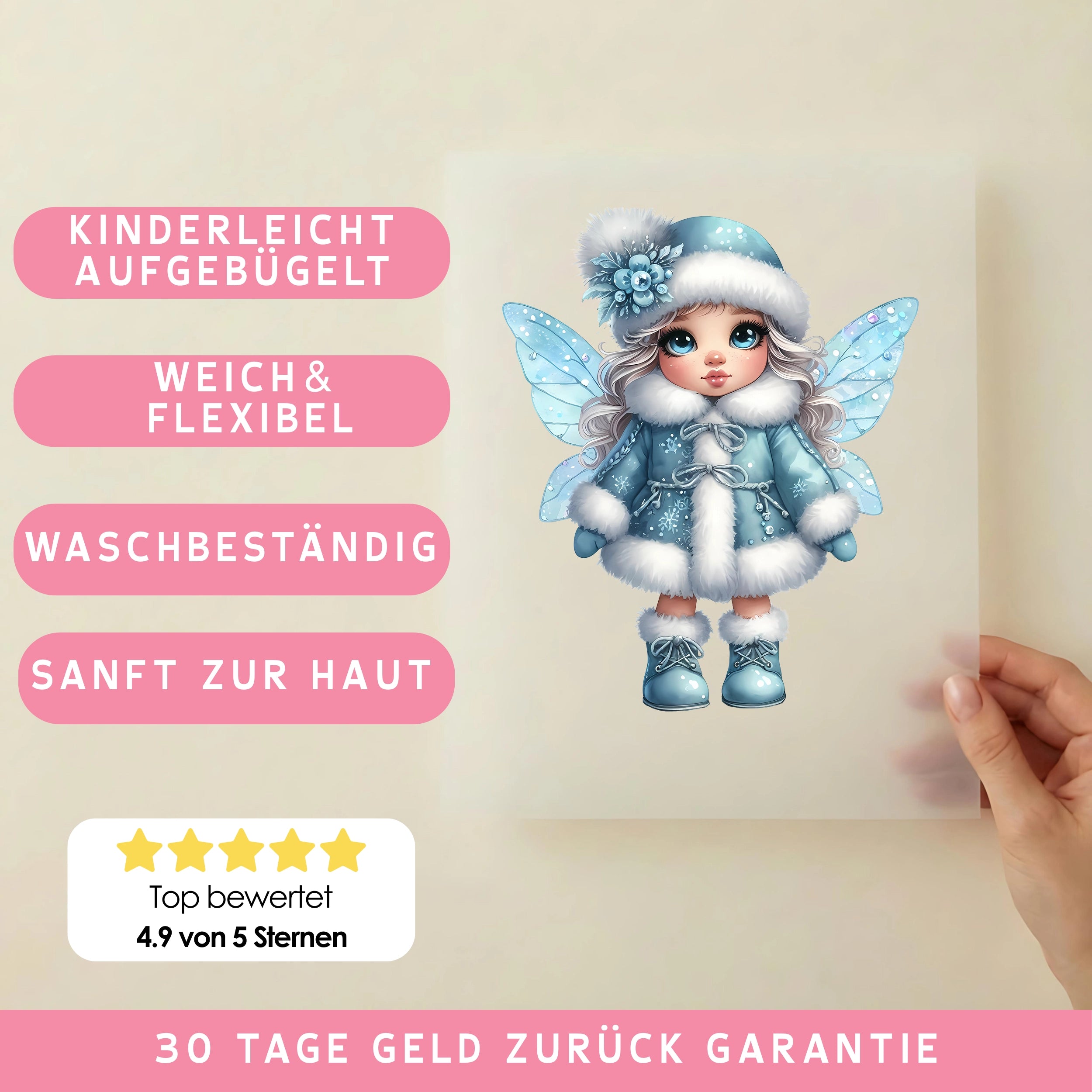 Bügelbild Winterfee Eiszauber Blau