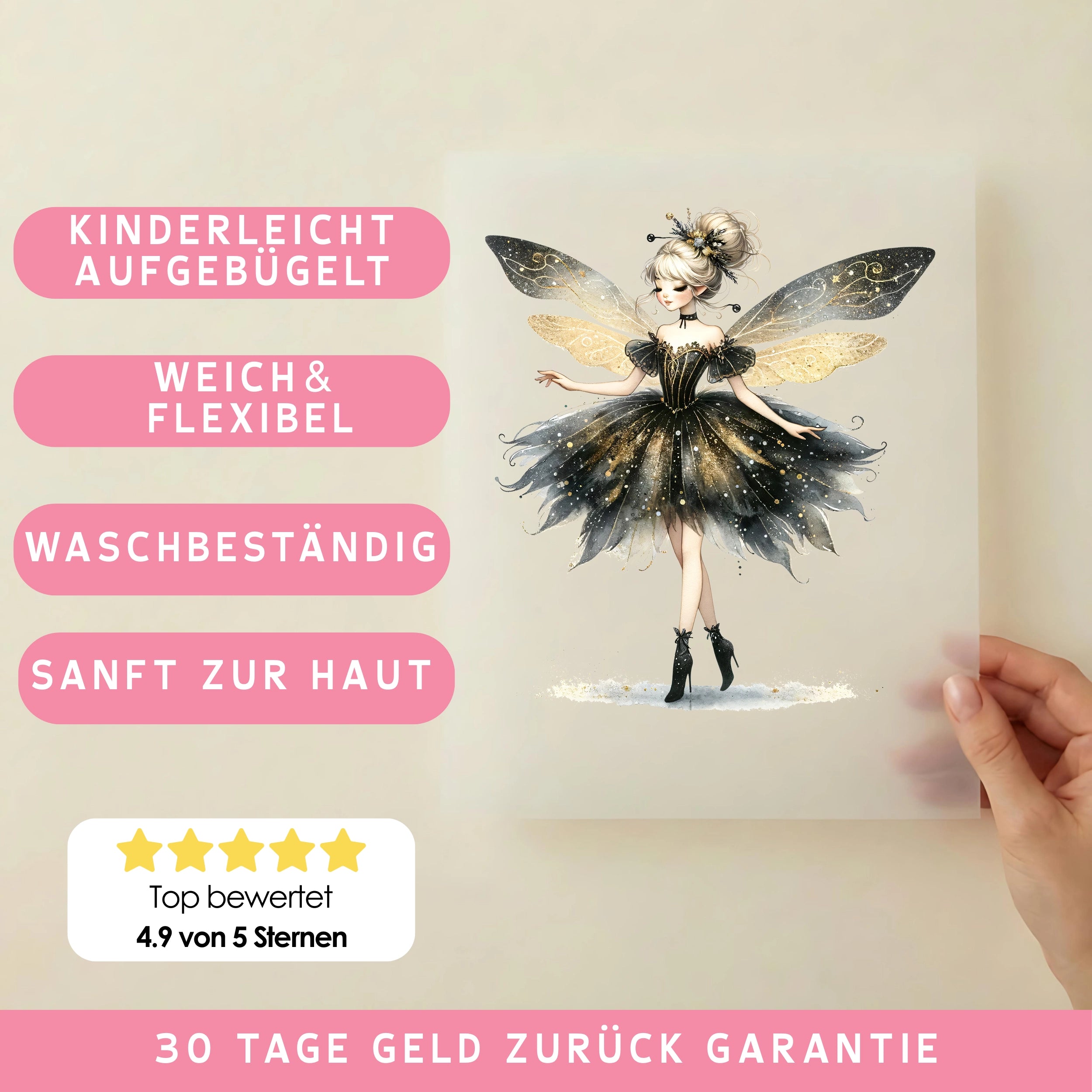 Bügelbild Schwarze Zauber Fee