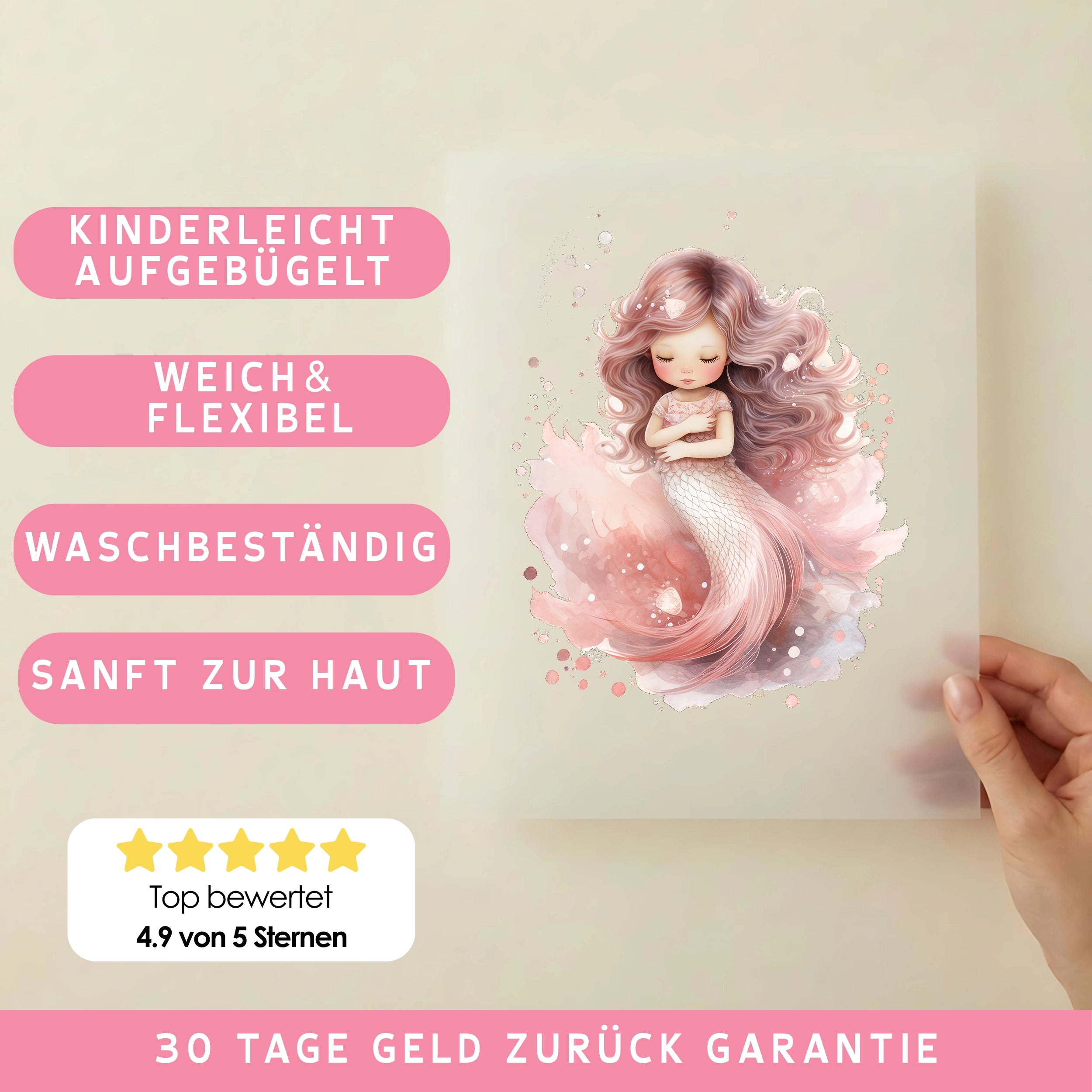 Bügelbild Meerjungfrau Rosa