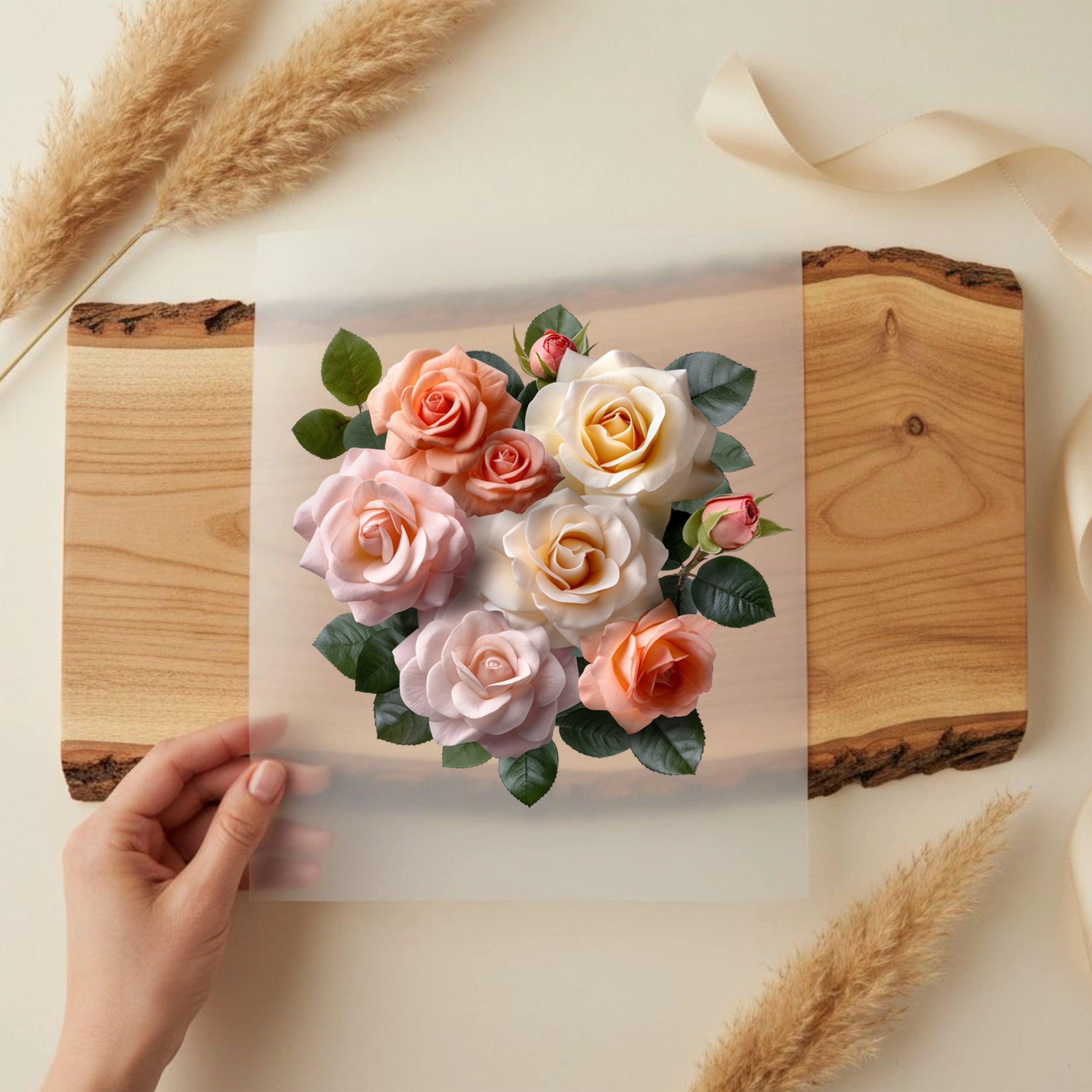 Bügelbild 3D Rosenstrauss