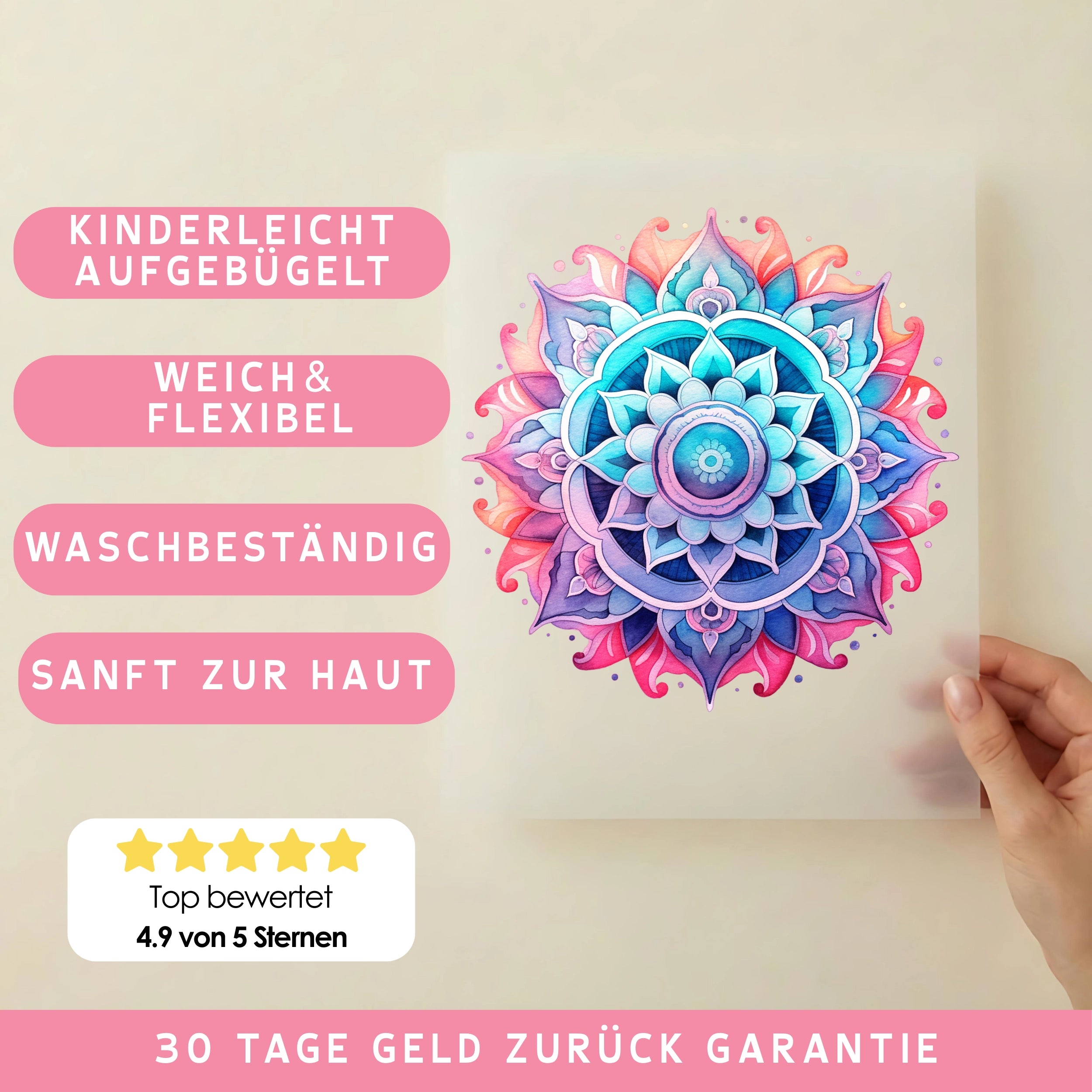 Bügelbild Mandala Blumenwirbel