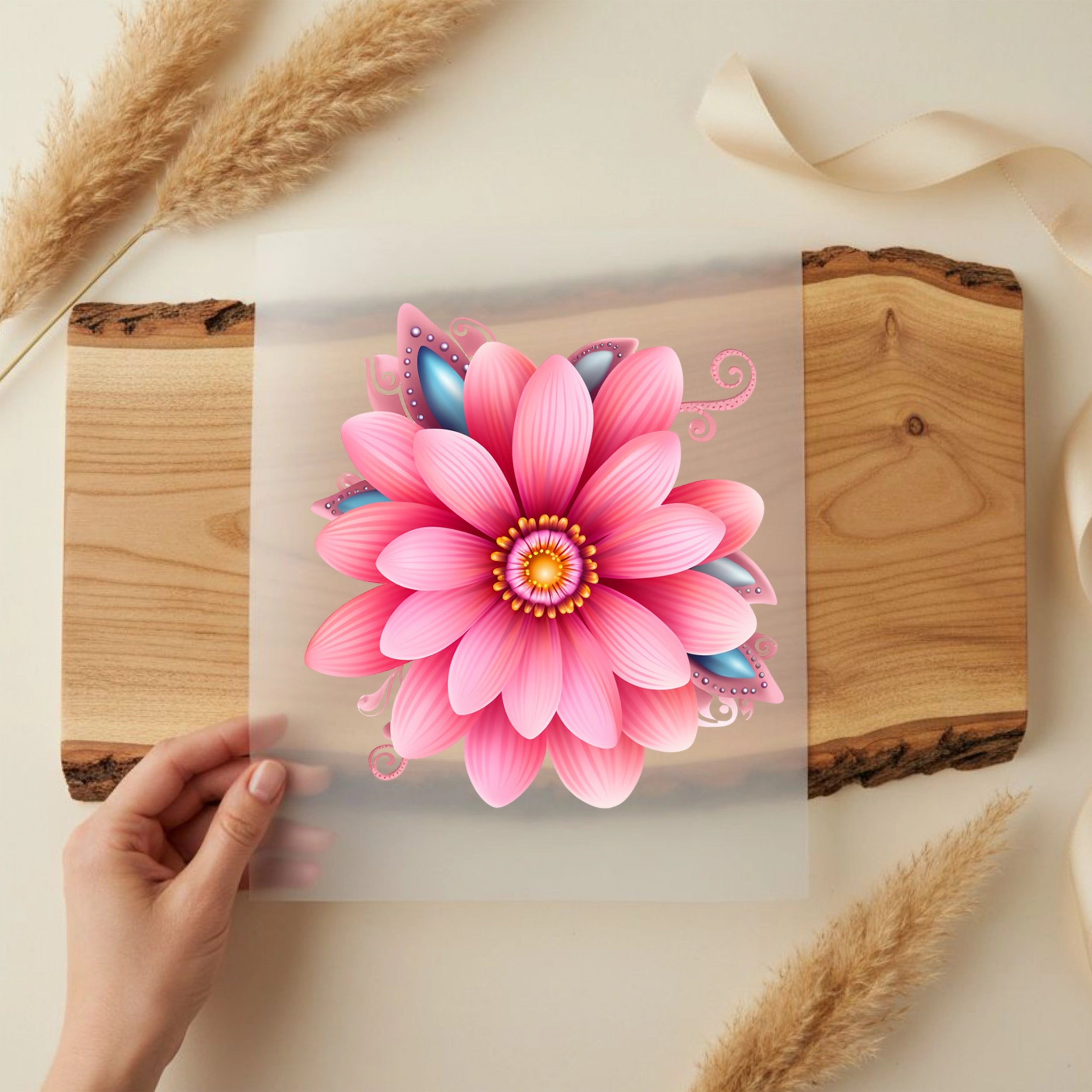 Bügelbild Rosablüte