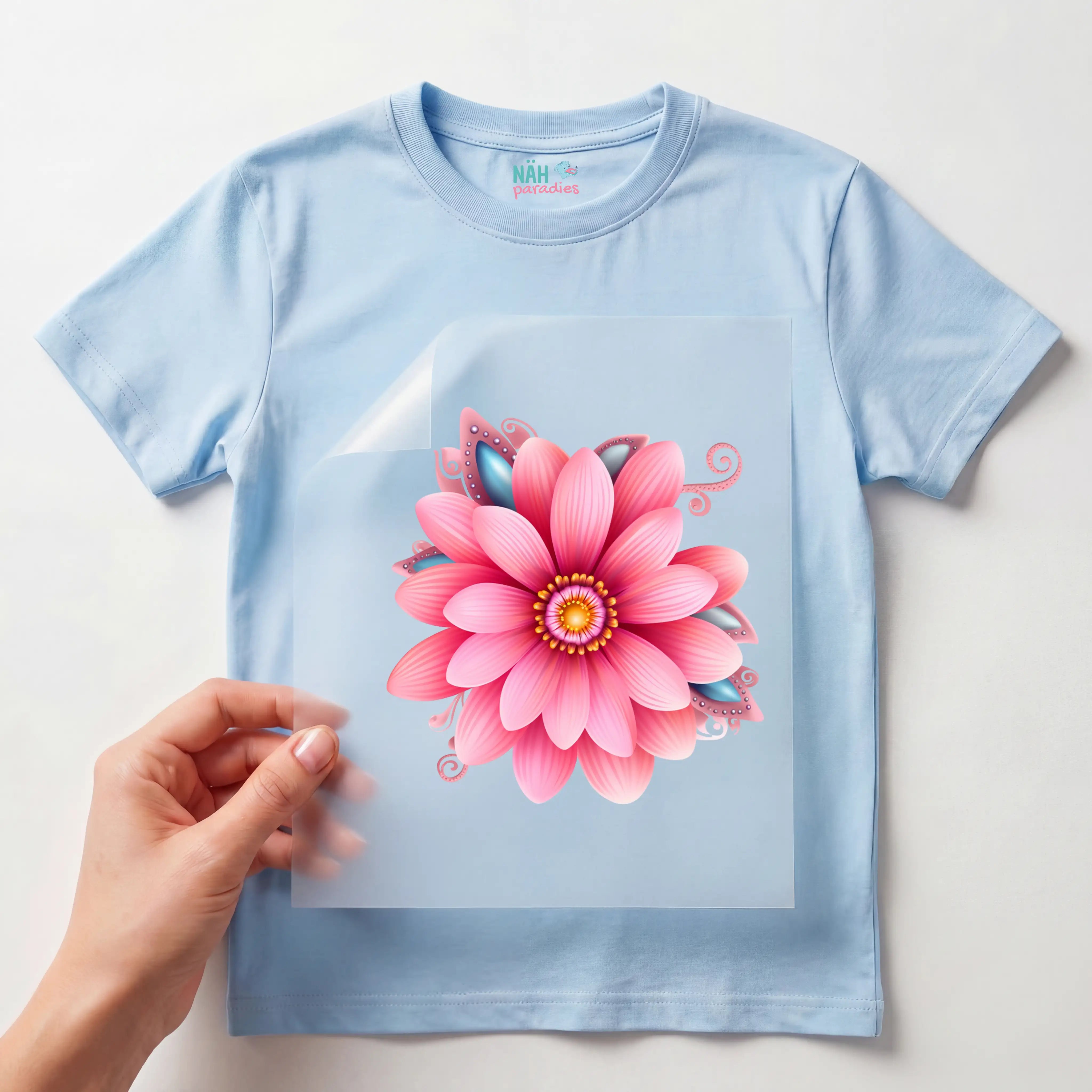 Bügelbild Rosablüte