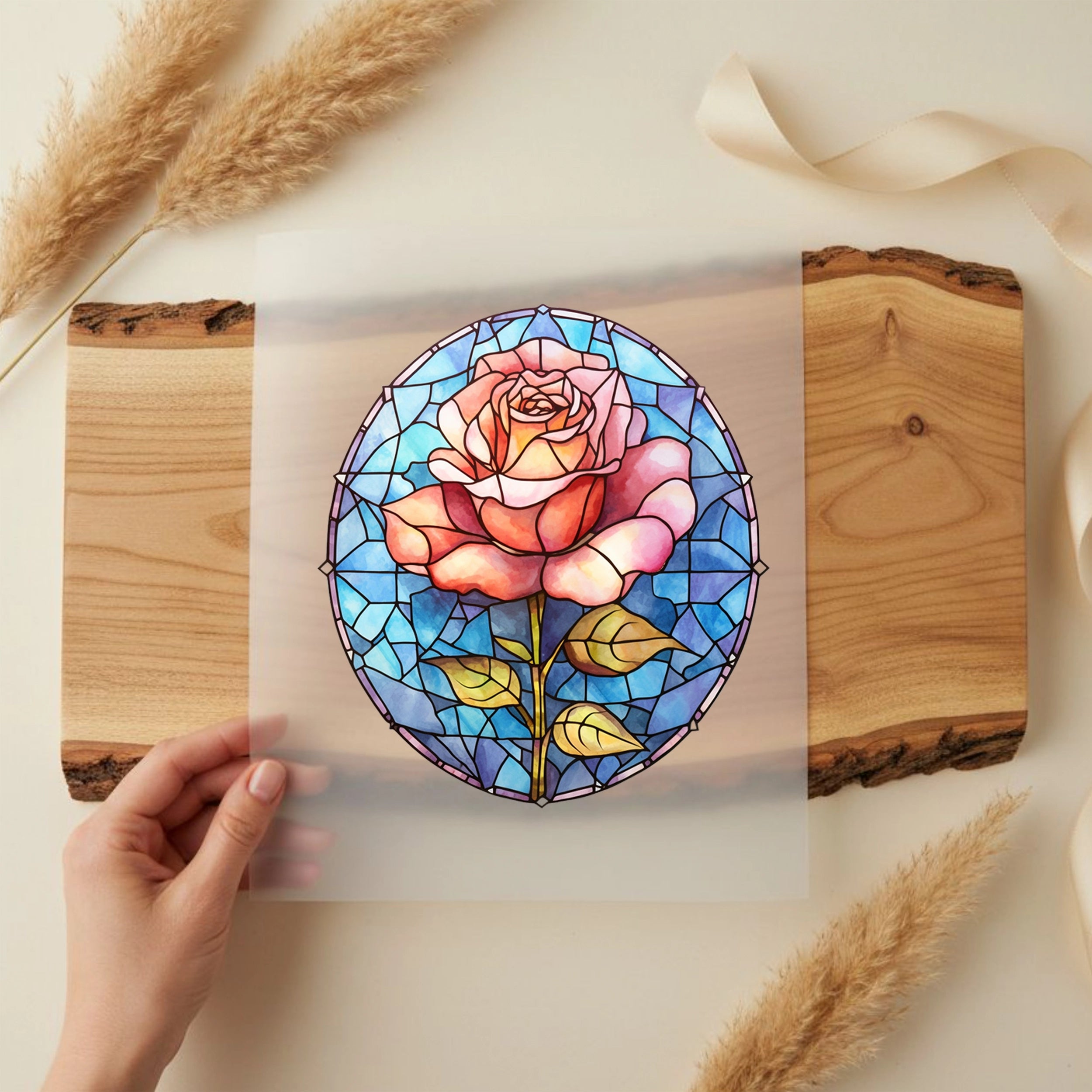 Bügelbild Rose Mosaik