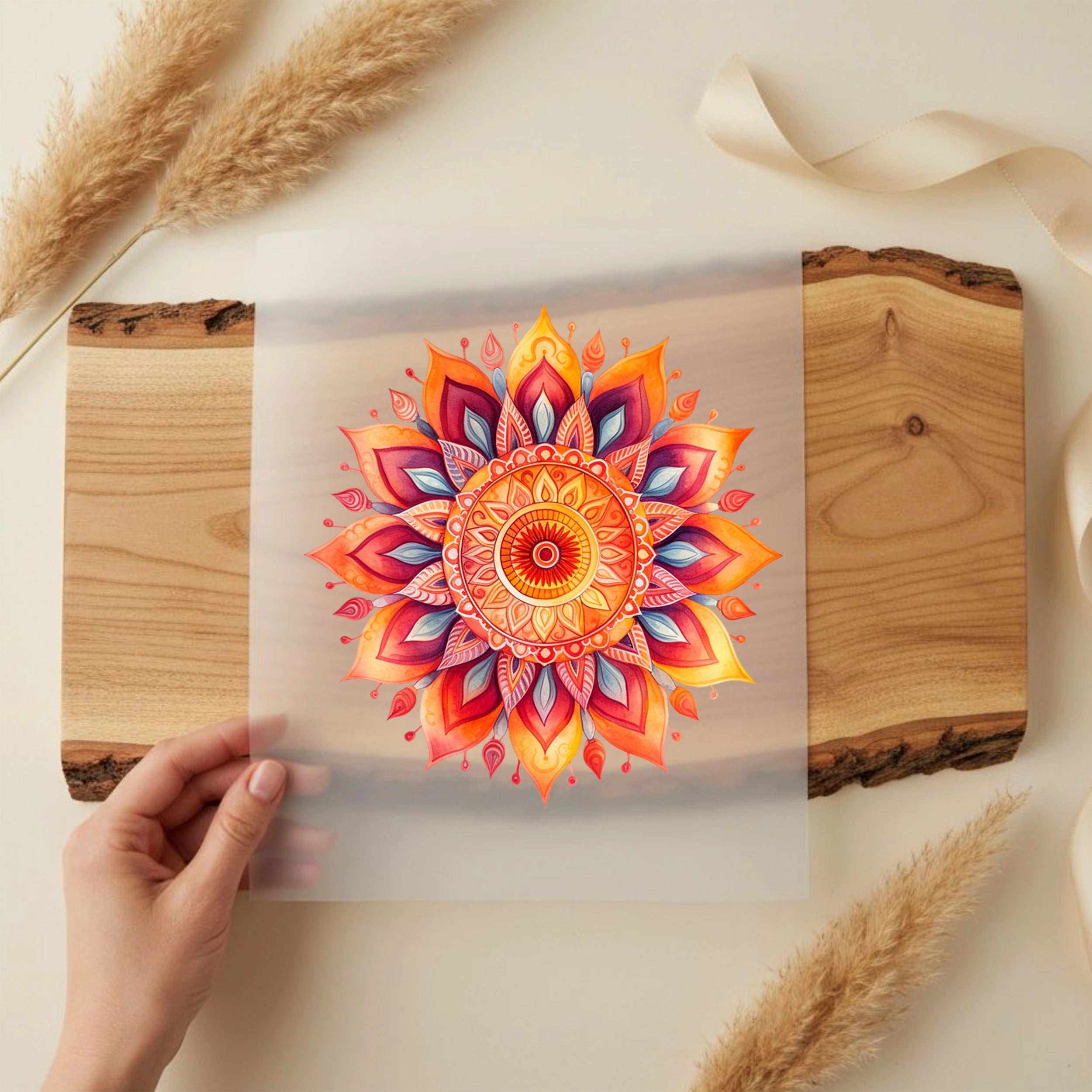 Bügelbild Mandala Orange Maya