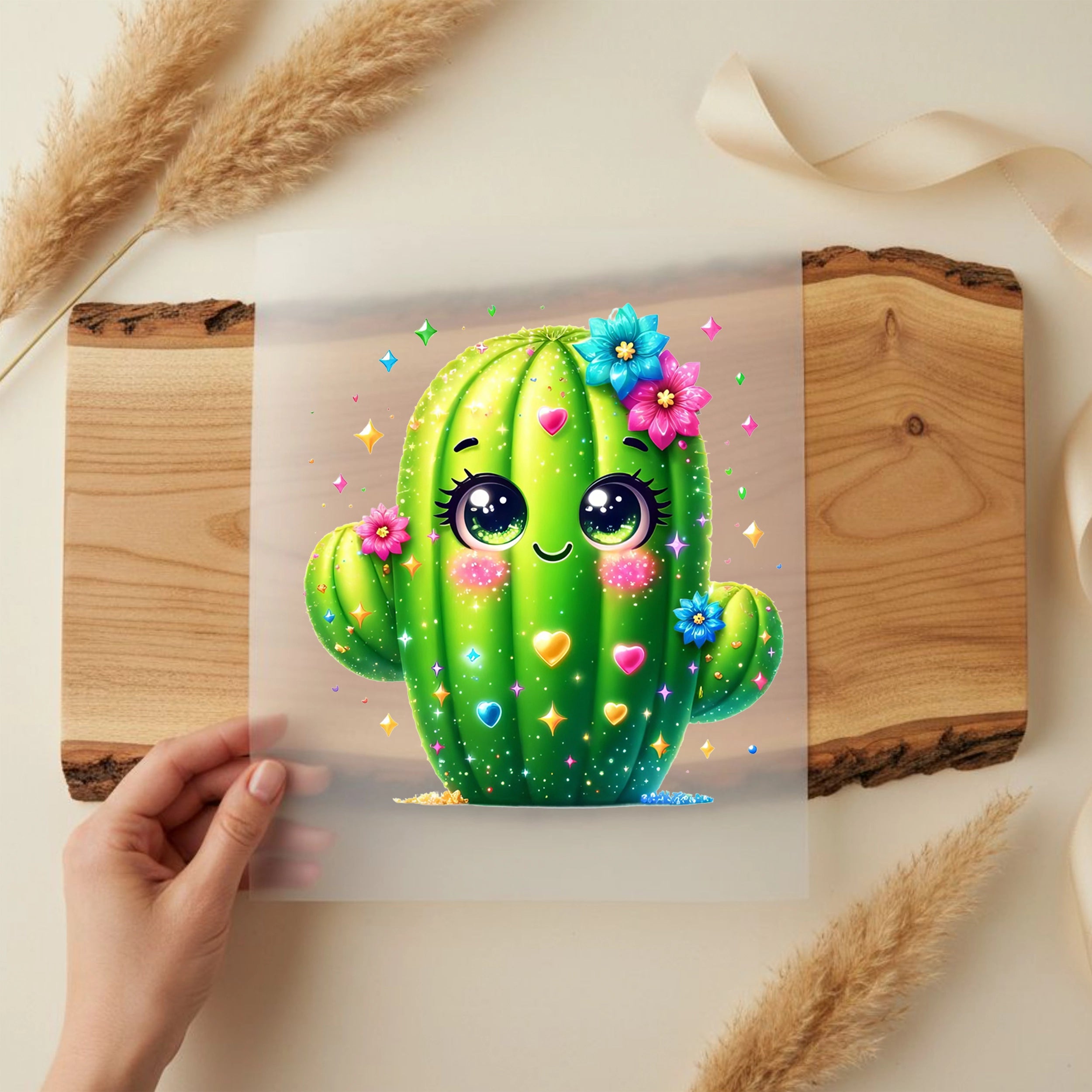 Bügelbild Blühender Kaktuszauber