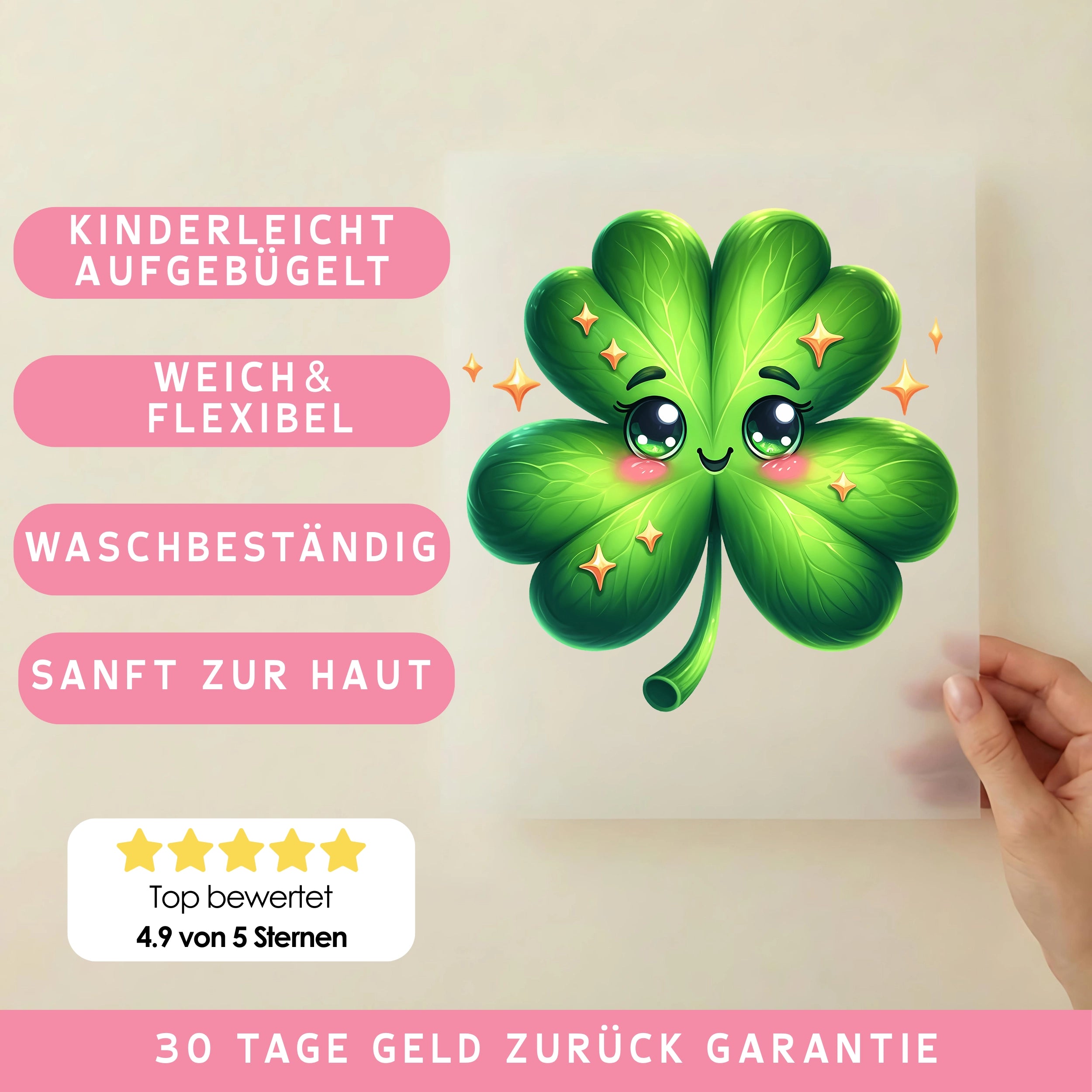 Bügelbild Fröhlicher Klee