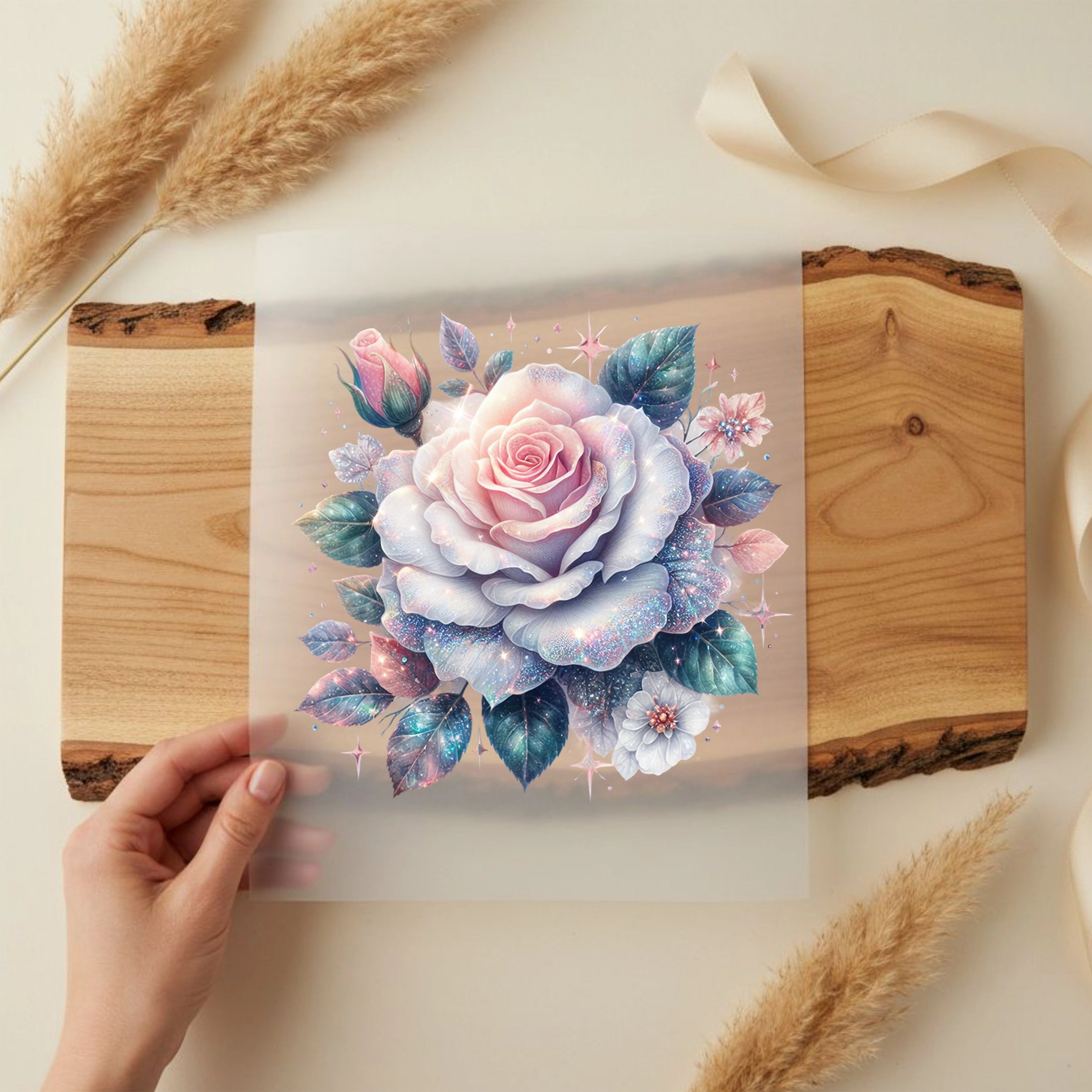Bügelbild Rose Pastel Stardust