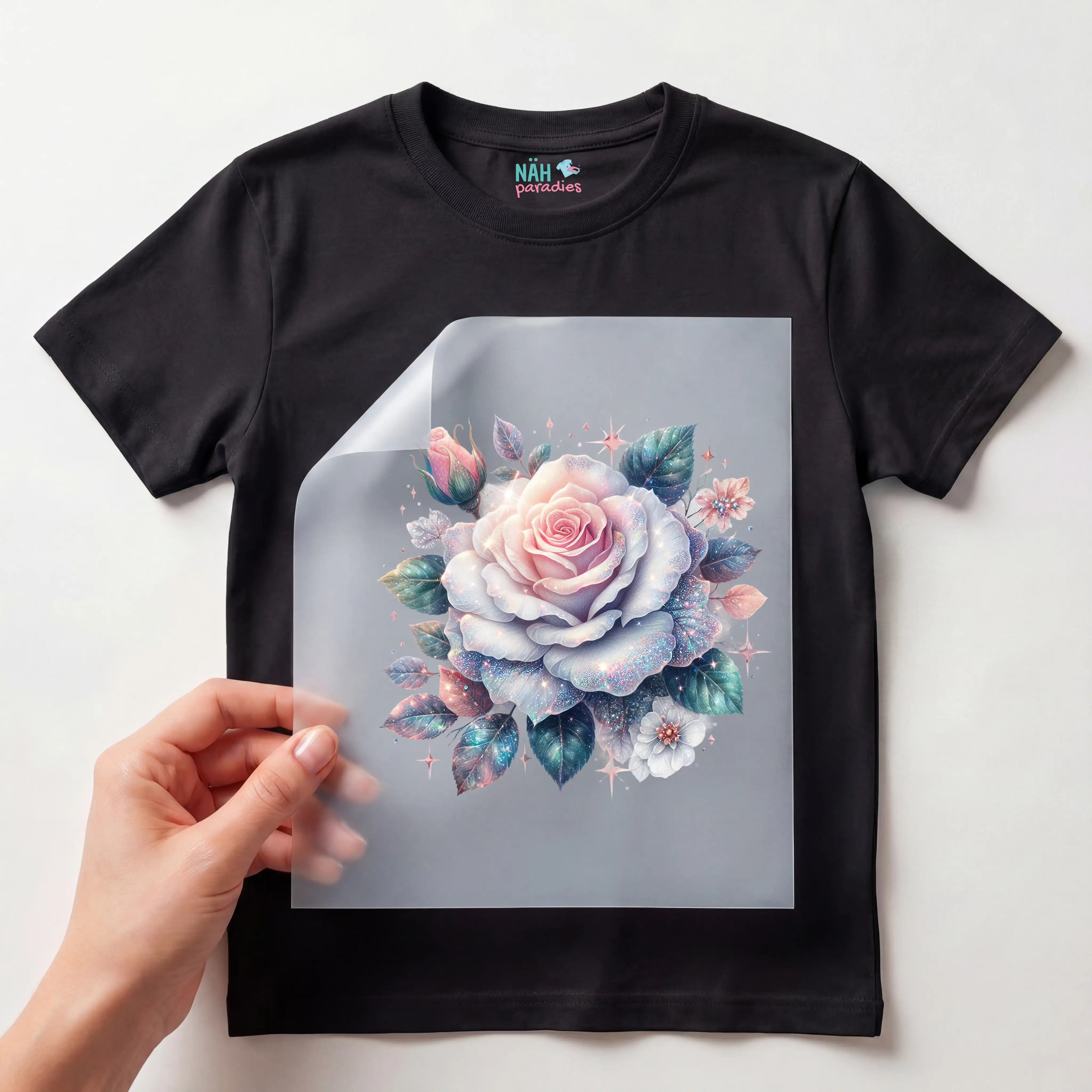 Bügelbild Rose Pastel Stardust