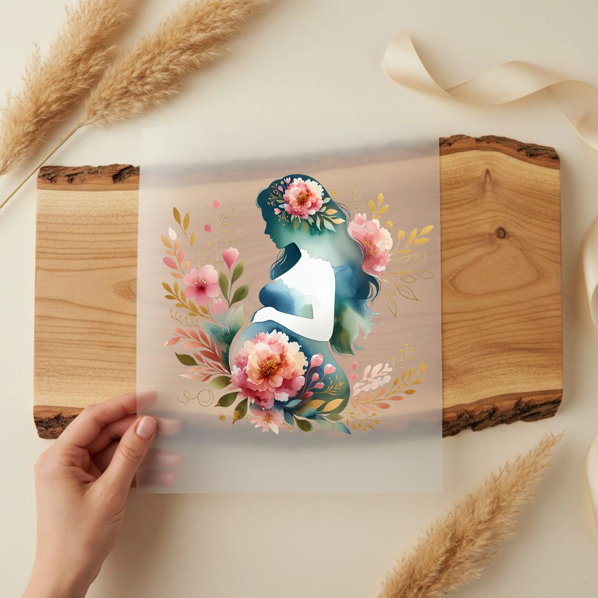 Bügelbild Schwangerschaft Mama Natur