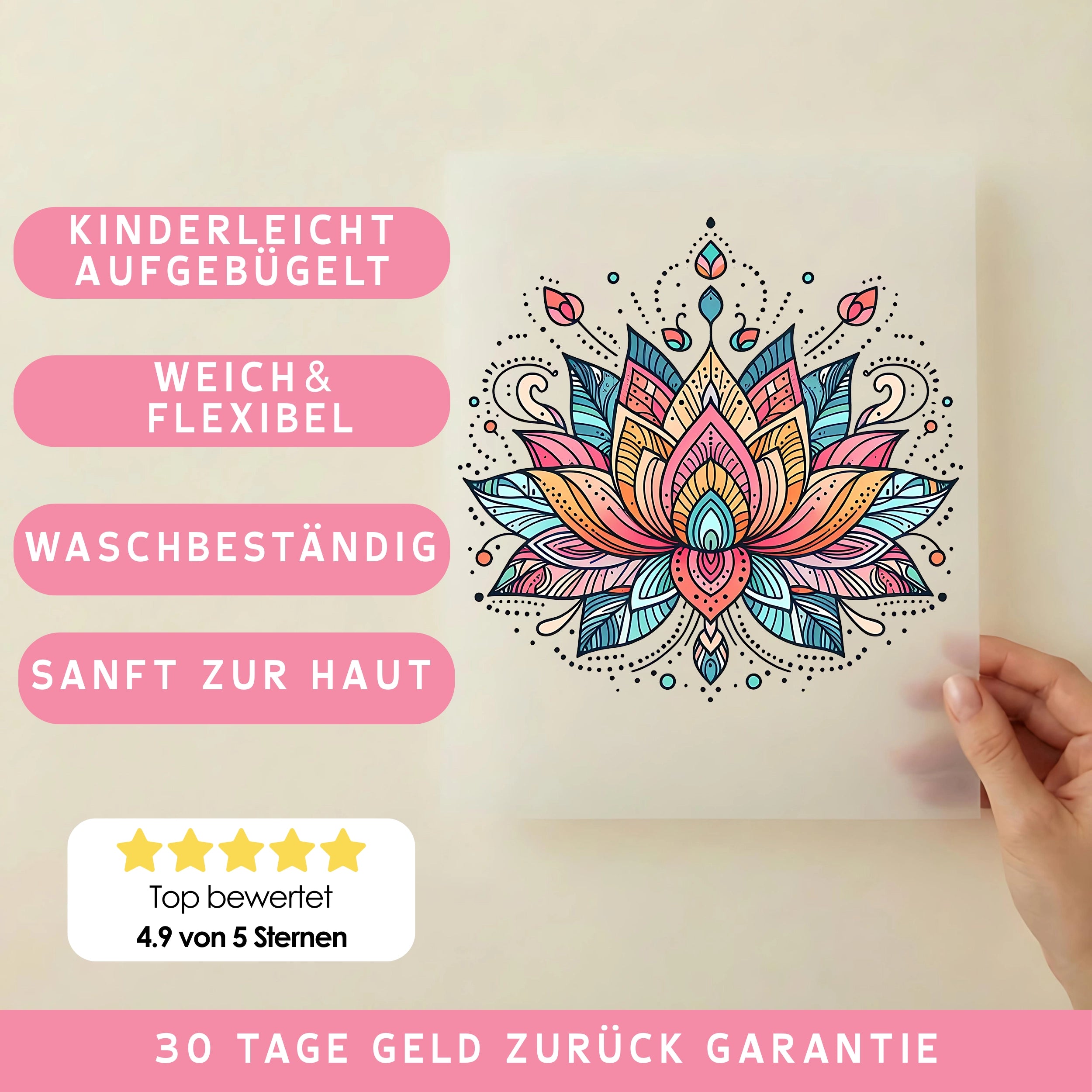 Bügelbild Boho Lotus Mandala