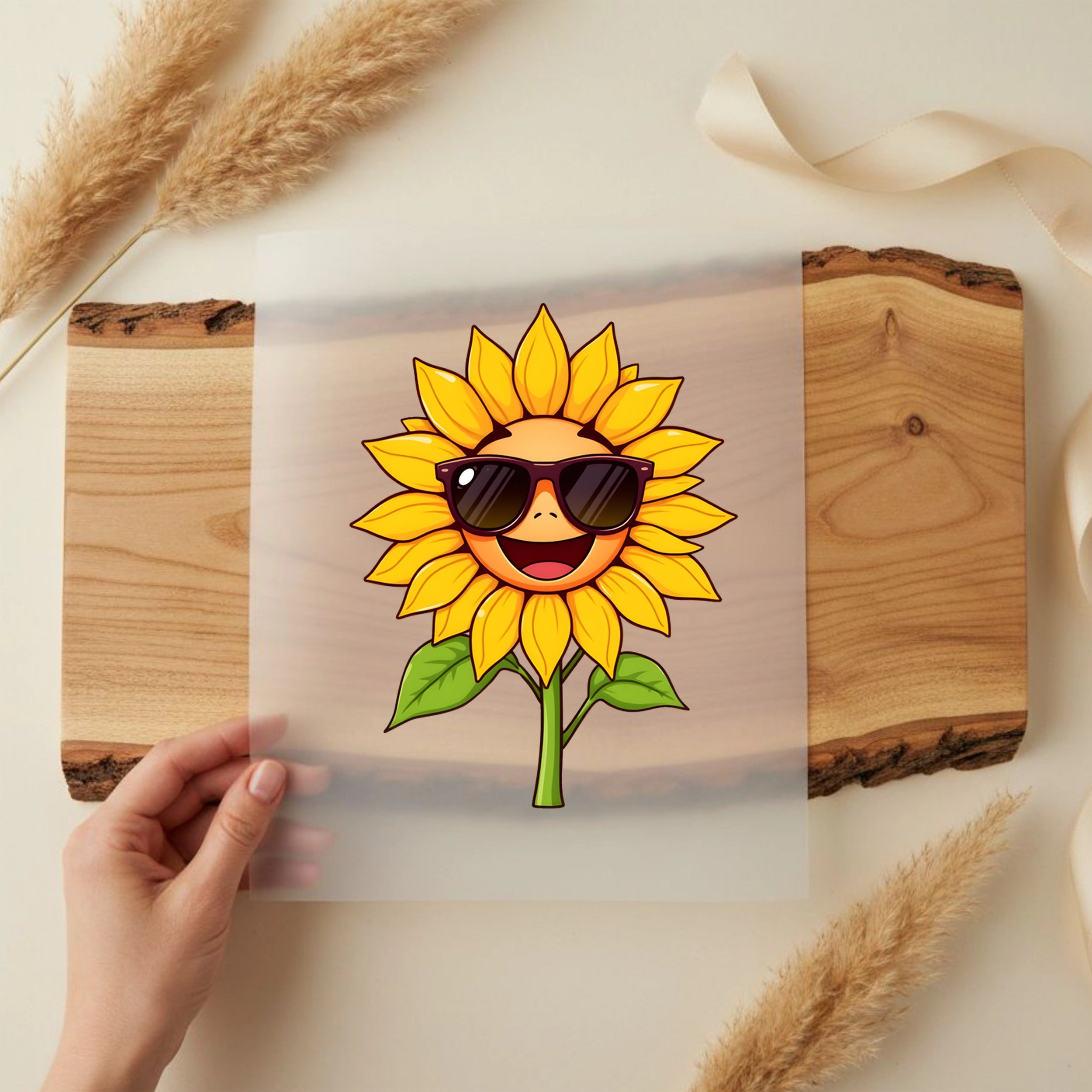 Bügelbild Sonnenblume mit Sonnenbrille
