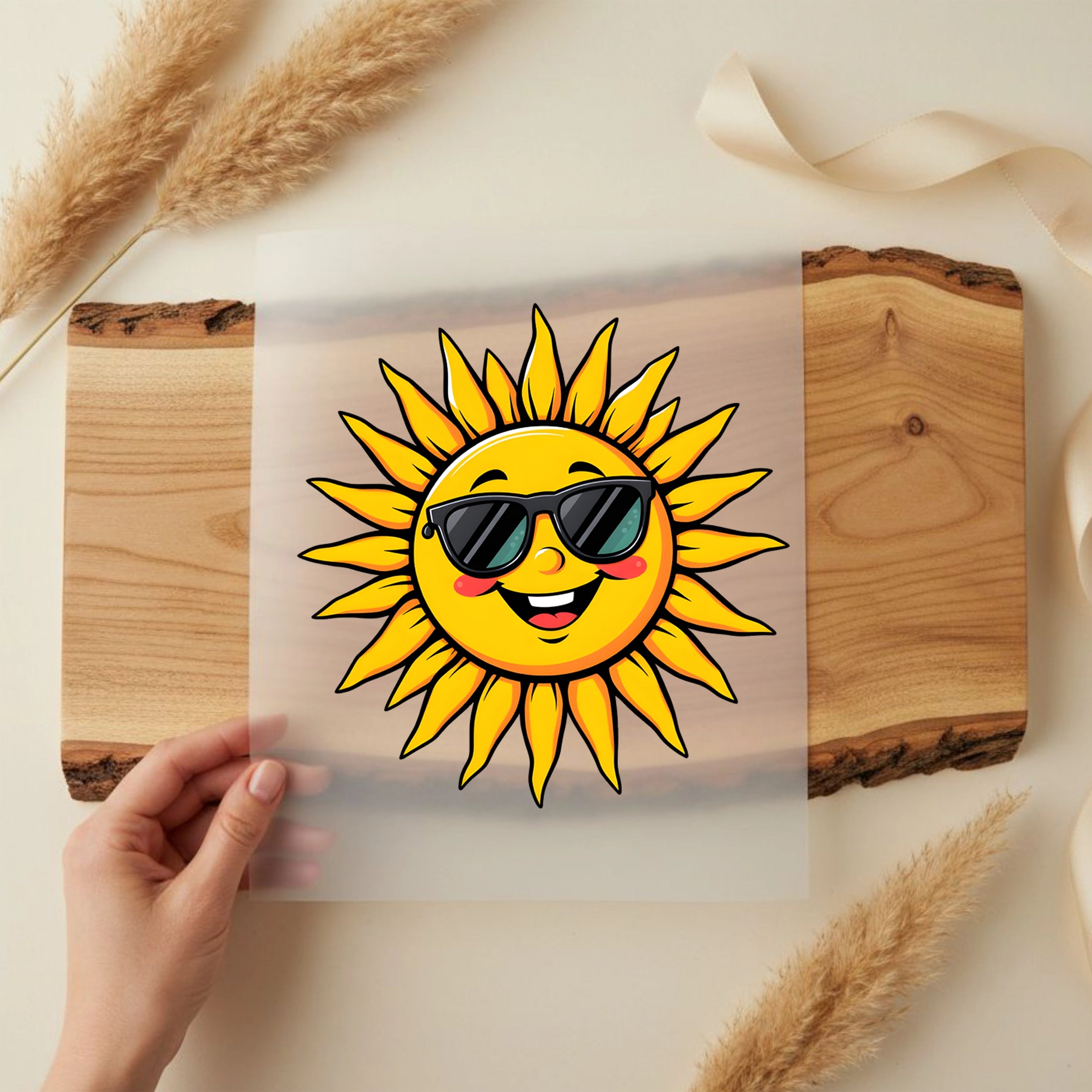 Bügelbild Sonne mit Sonnenbrille