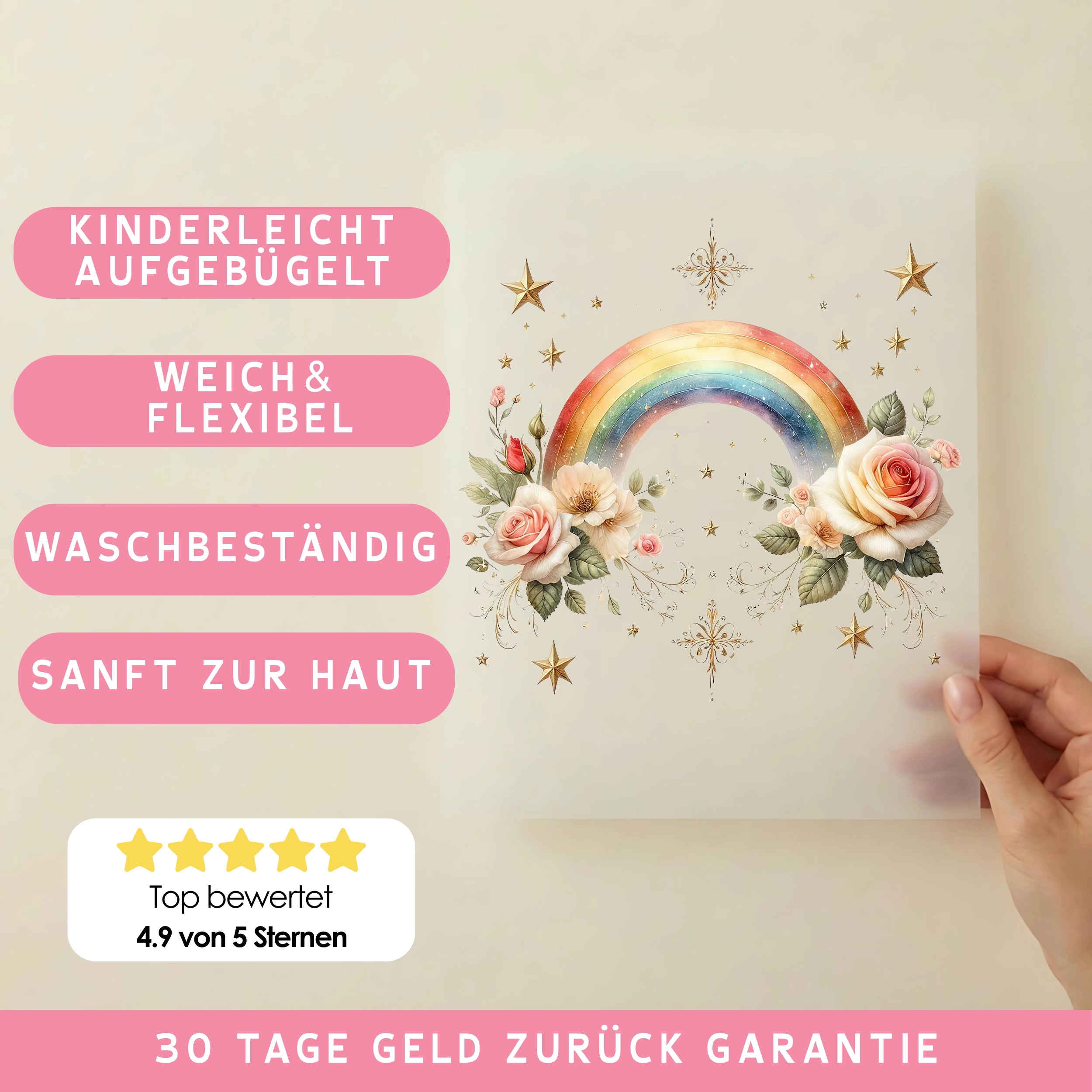 Bügelbild Regenbogen Floratraum